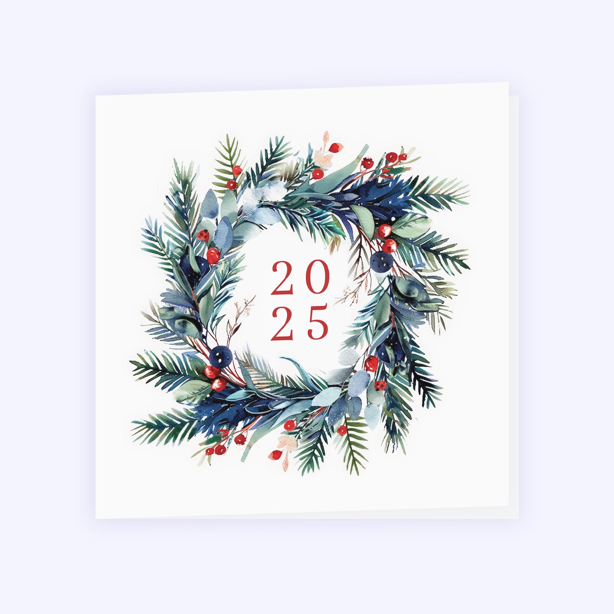 Couronne de Noël bleue | Vœux professionnels • Carte de voeux photo N° 1