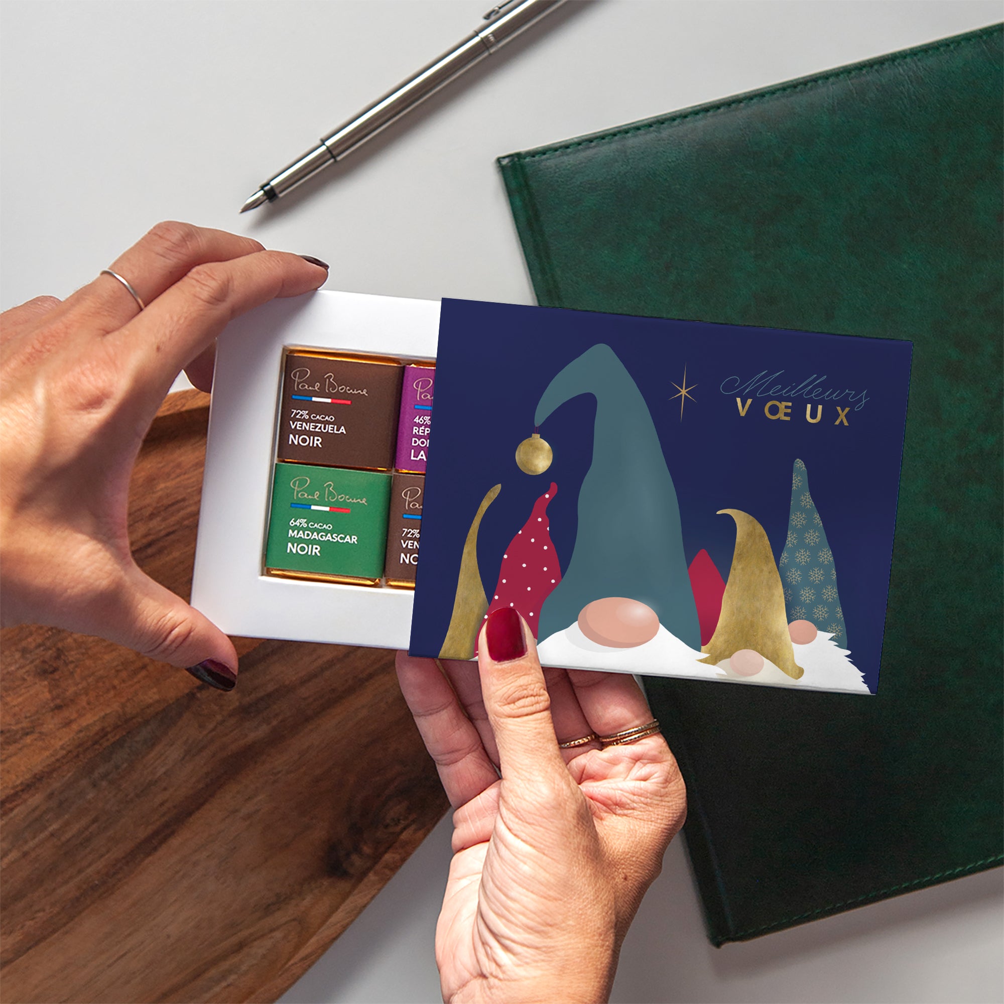 Gnomes de Noël | Vœux professionnels • Carte chocolats photo N° 2