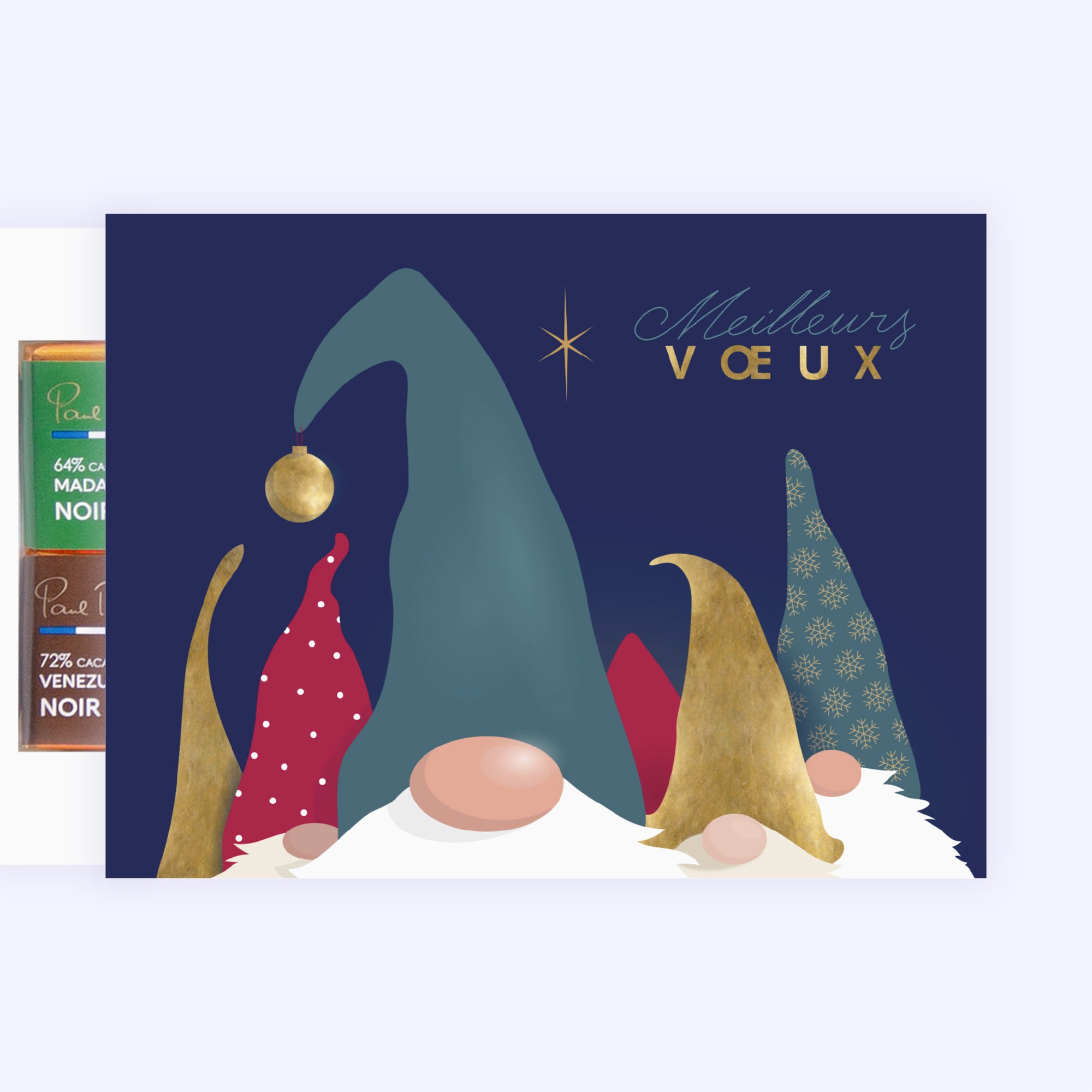 Gnomes de Noël | Vœux professionnels • Carte chocolats photo N° 1