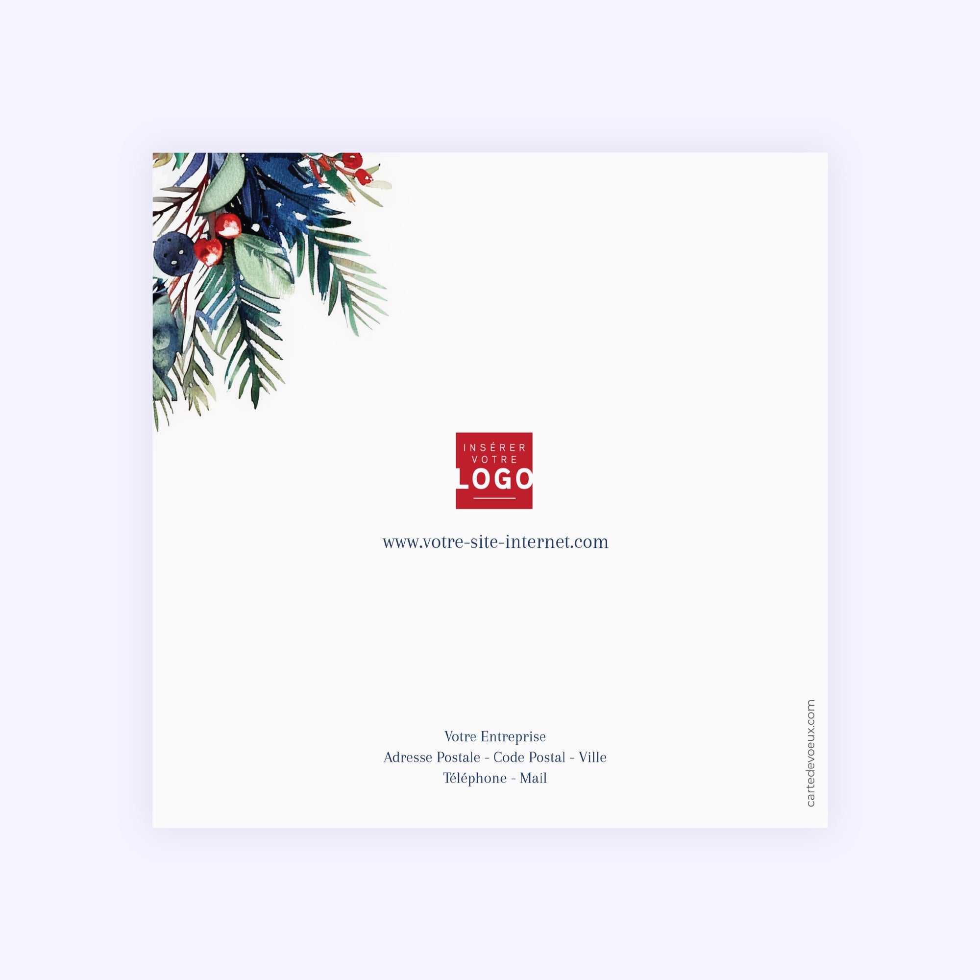 Couronne de Noël bleue | Vœux professionnels • Carte de voeux photo N° 3