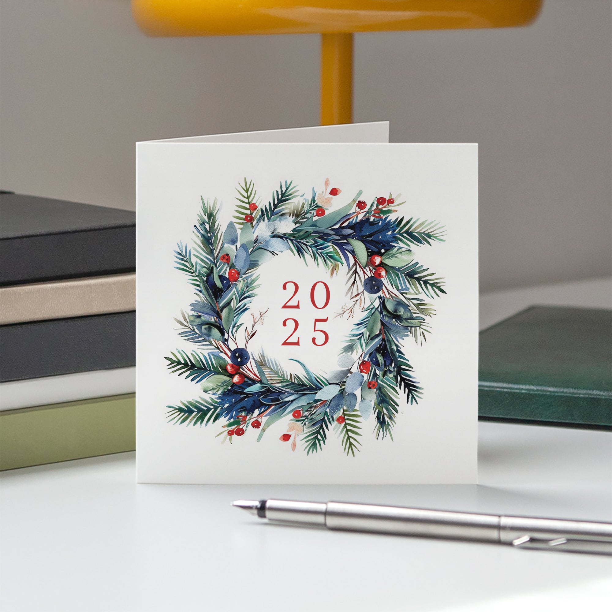 Couronne de Noël bleue | Vœux professionnels • Carte de voeux photo N° 5