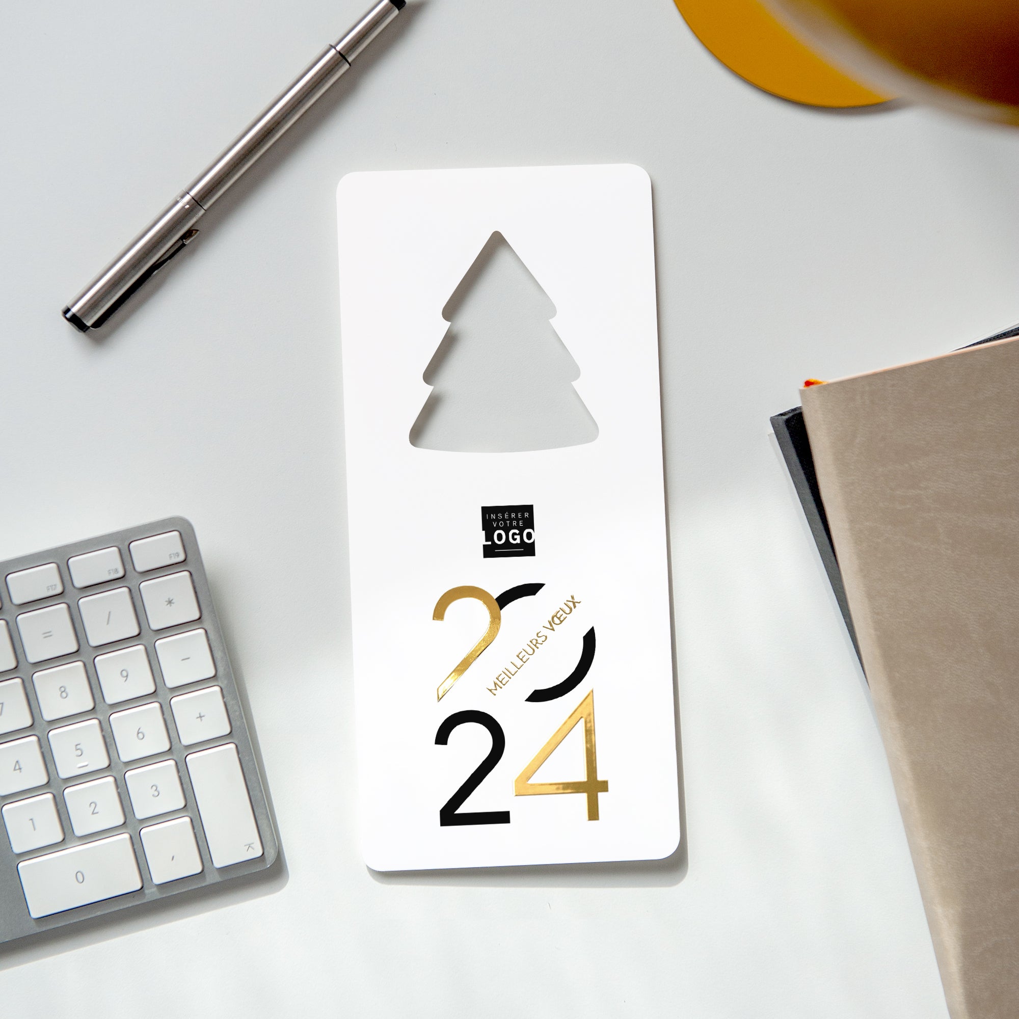 Effets de Style | Vœux professionnels • Carte de voeux dorure • Vertical sapin photo N° 4