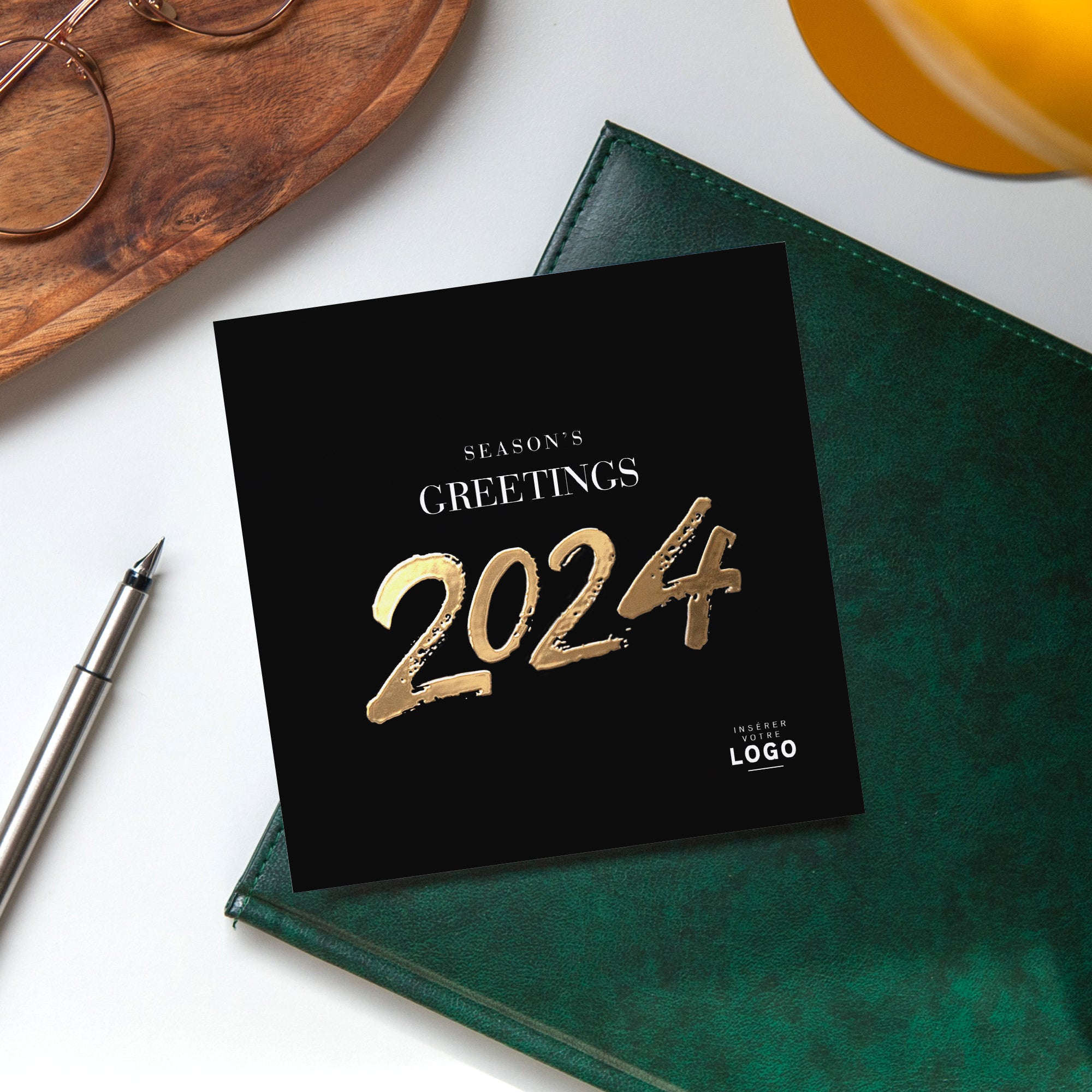 Season Wishes | Vœux professionnels • Carte de voeux dorure • Carré photo N° 4