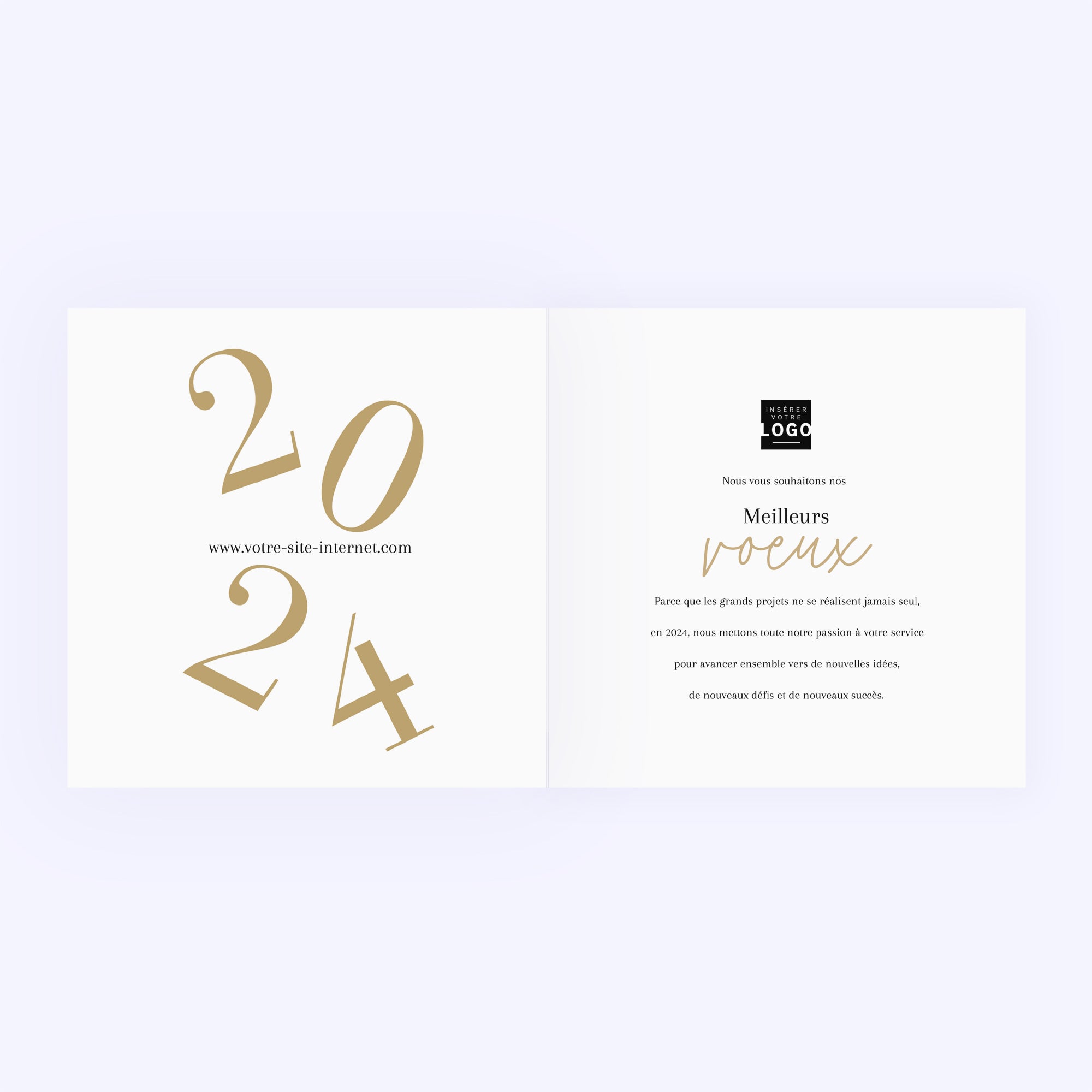 Contrastes | Vœux professionnels • Carte de voeux dorure • Carré double photo N° 2