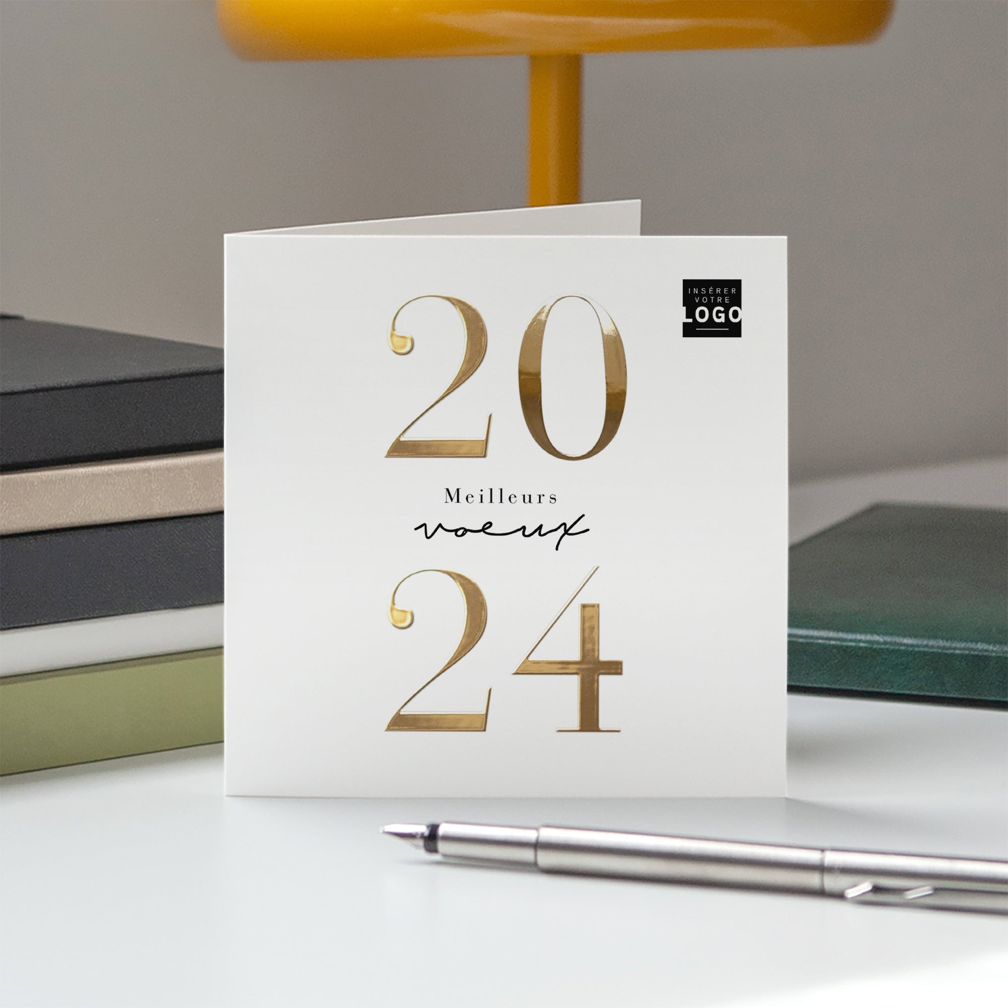 Contrastes | Vœux professionnels • Carte de voeux dorure • Carré double photo N° 5