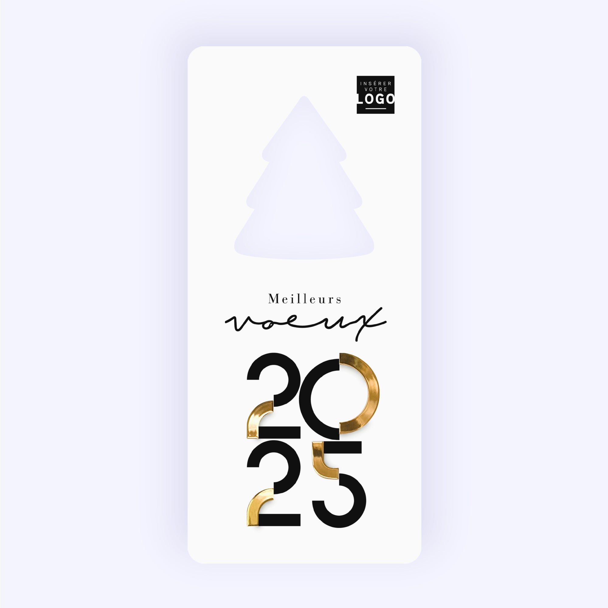 Jolis Arrondis | Vœux professionnels • Carte de voeux dorure • Vertical sapin photo N° 1