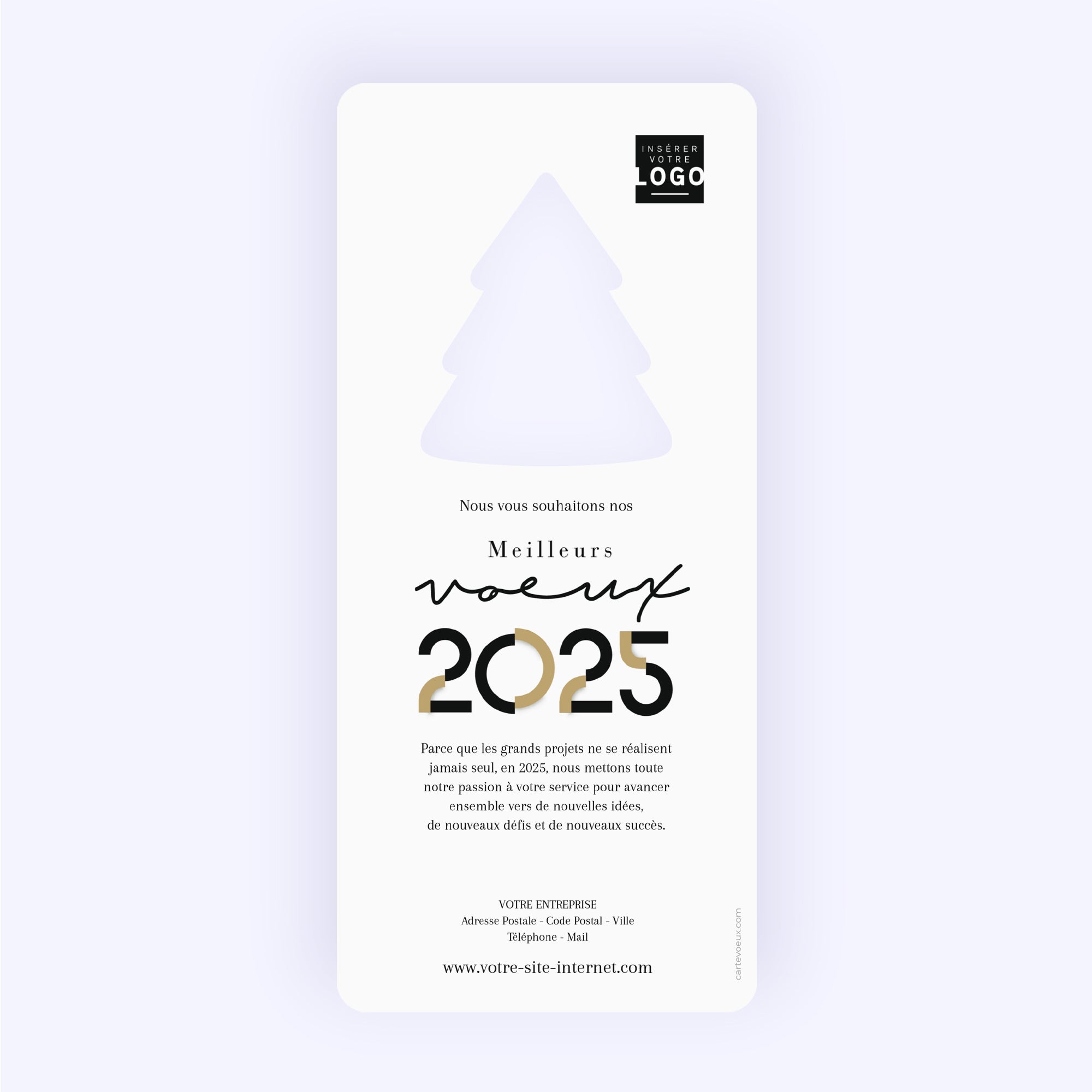 Jolis Arrondis | Vœux professionnels • Carte de voeux dorure • Vertical sapin photo N° 2