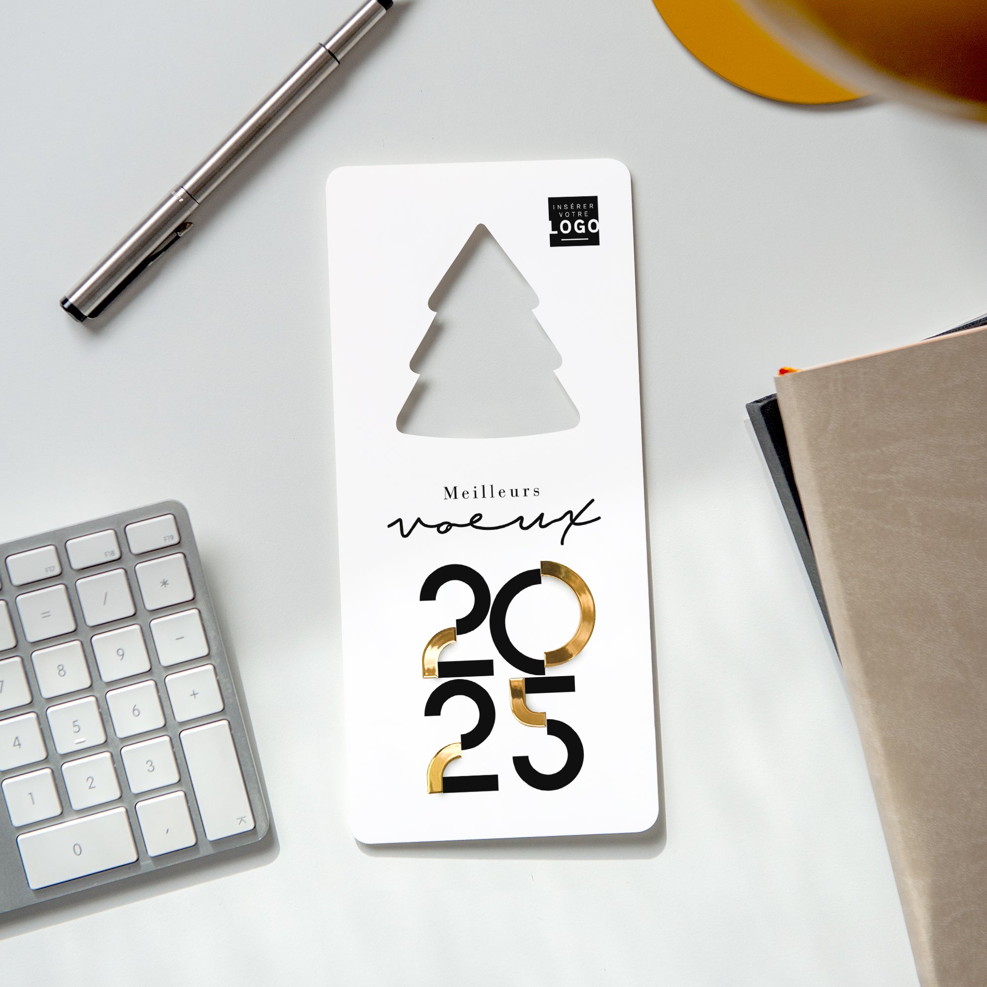 Jolis Arrondis | Vœux professionnels • Carte de voeux dorure • Vertical sapin photo N° 4