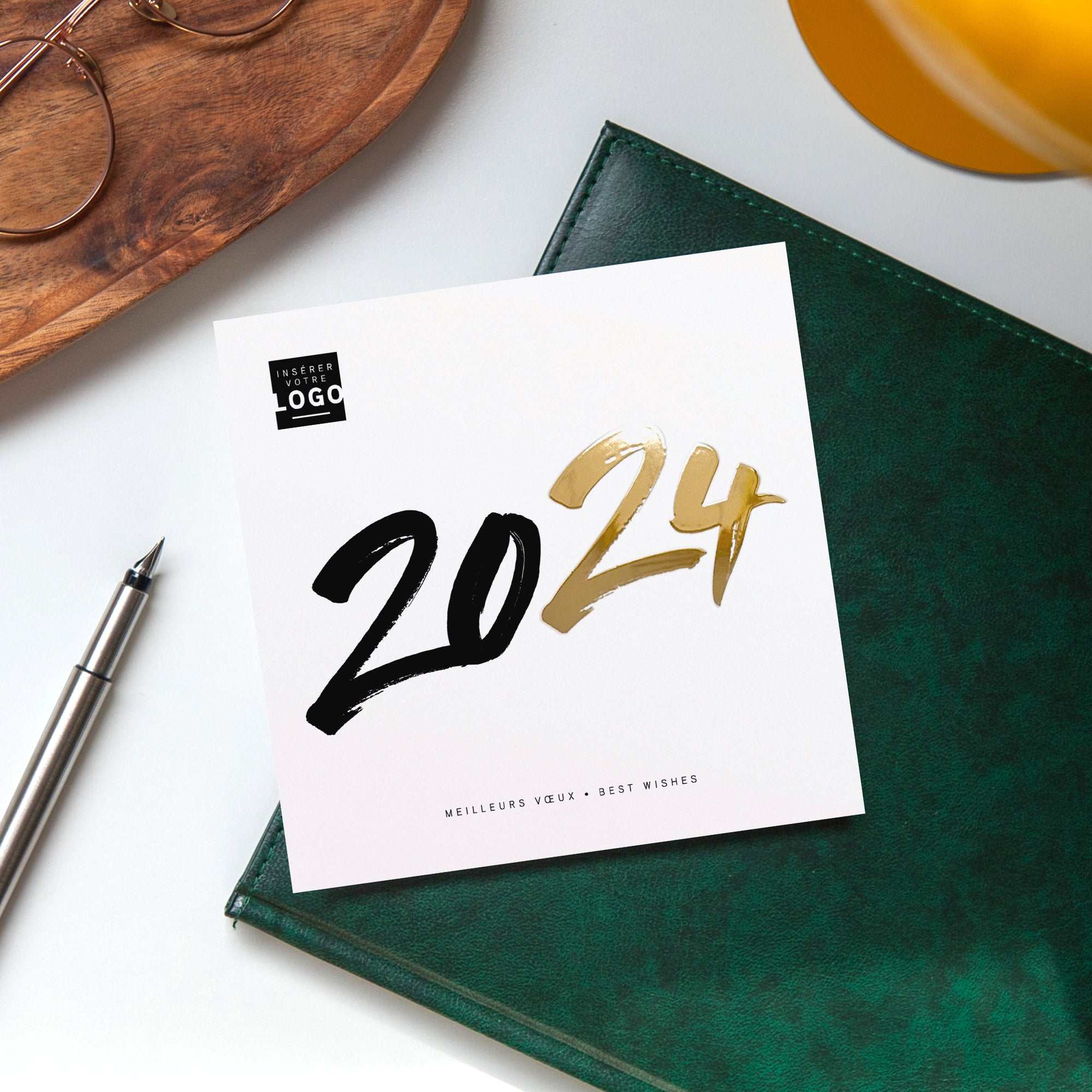 Bicolore | Vœux professionnels • Carte de voeux dorure • Carré photo N° 4