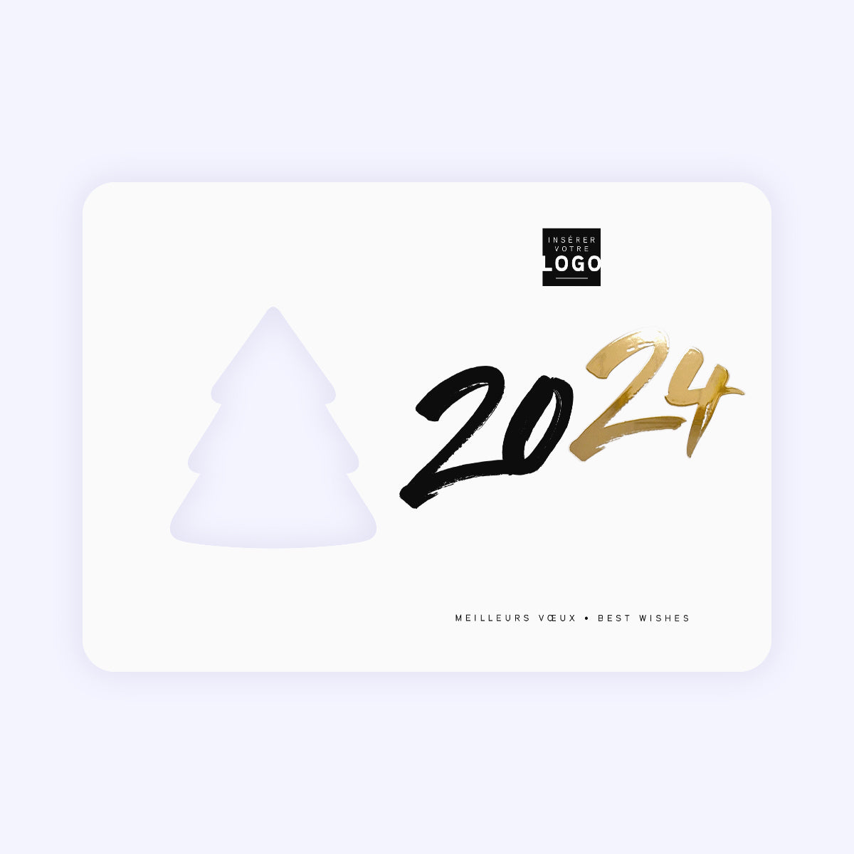 Bicolore | Vœux professionnels • Carte de voeux dorure • Horizontal sapin photo N° 1