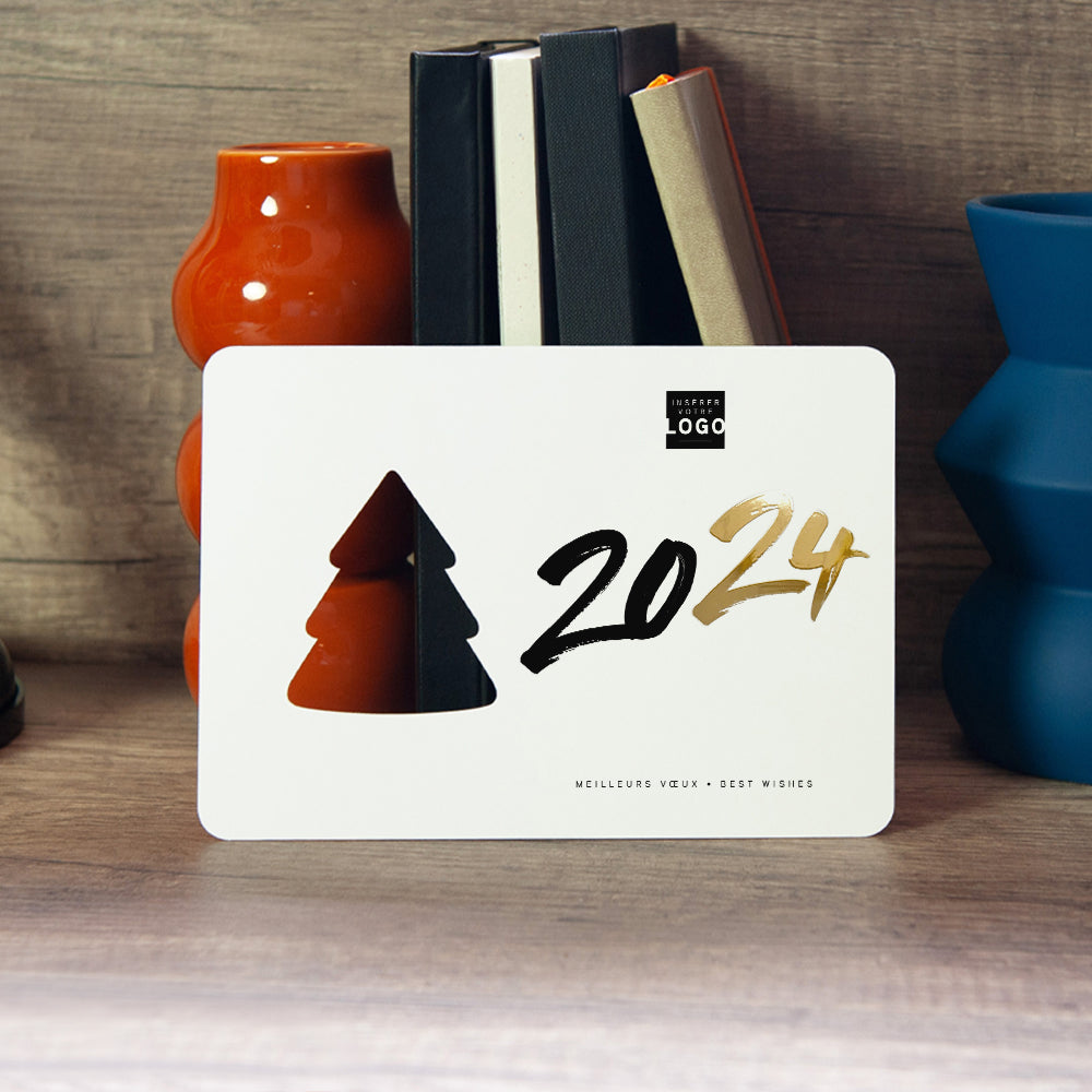 Bicolore | Vœux professionnels • Carte de voeux dorure • Horizontal sapin photo N° 4