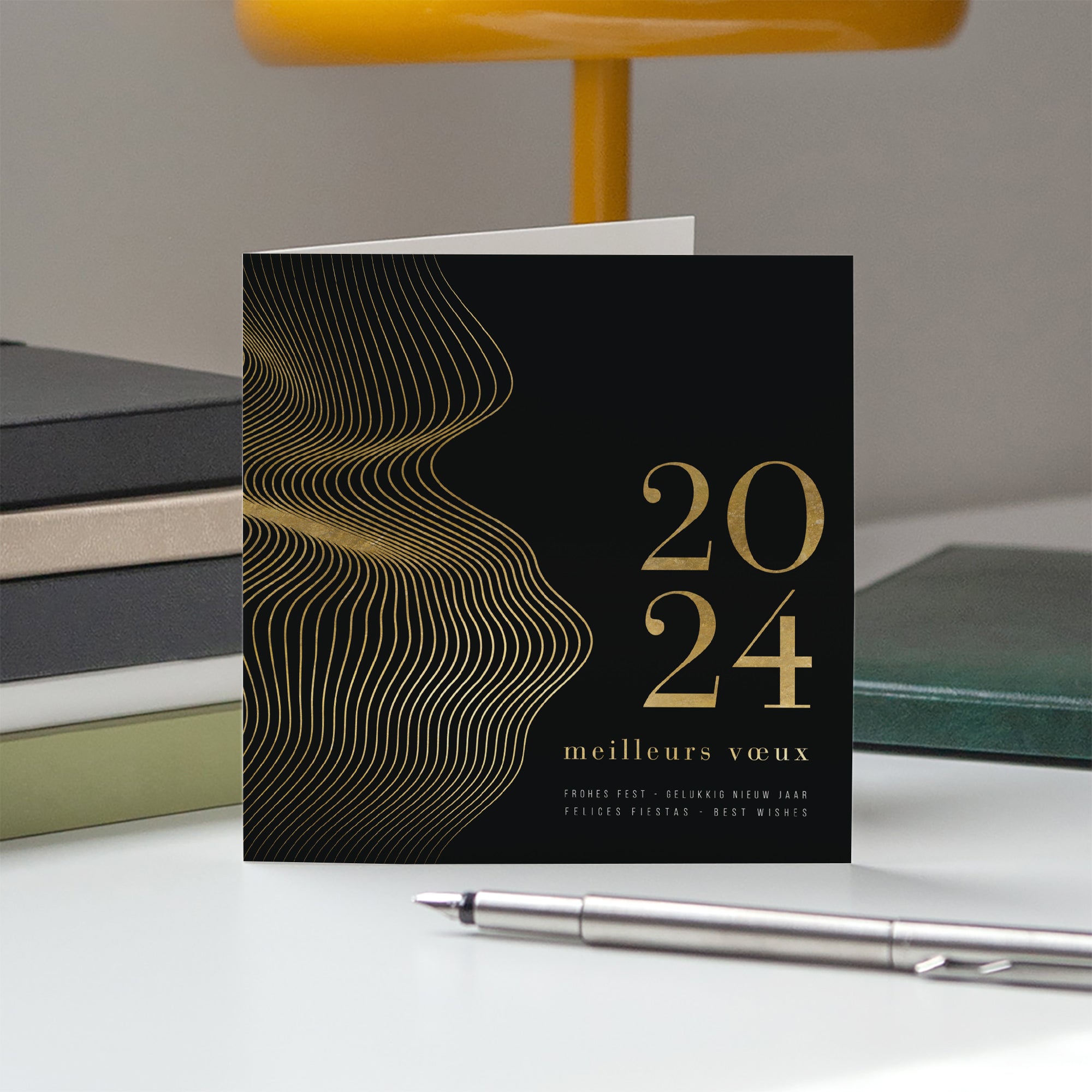 Joyeuses Vibrations | Vœux professionnels • Carte de voeux • Carré double photo N° 5