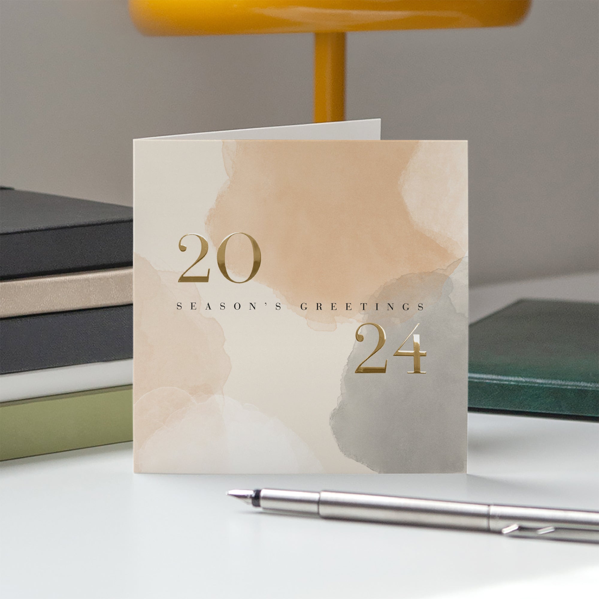 Aquarelle | Vœux professionnels • Carte de voeux dorure • Carré double photo N° 5