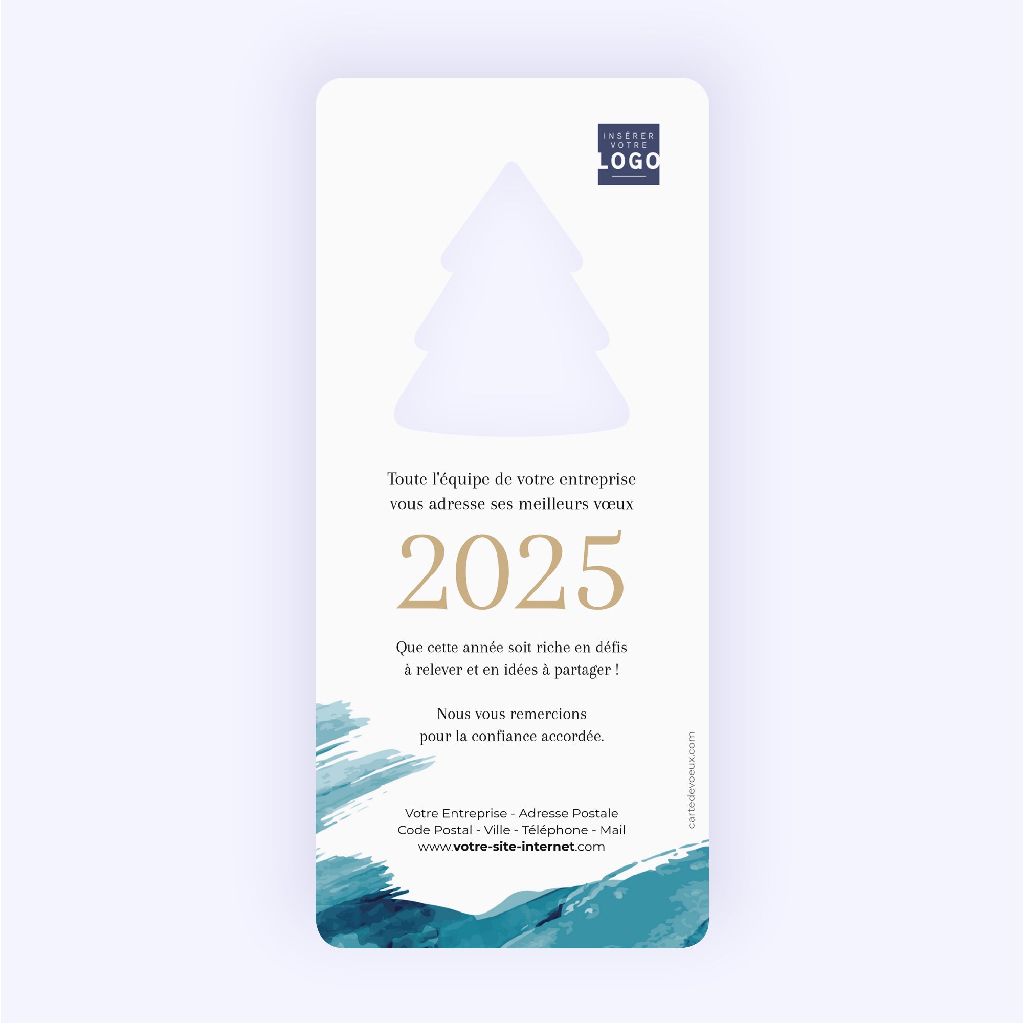 Blue Sky | Vœux professionnels • Carte de voeux dorure • Vertical sapin photo N° 2