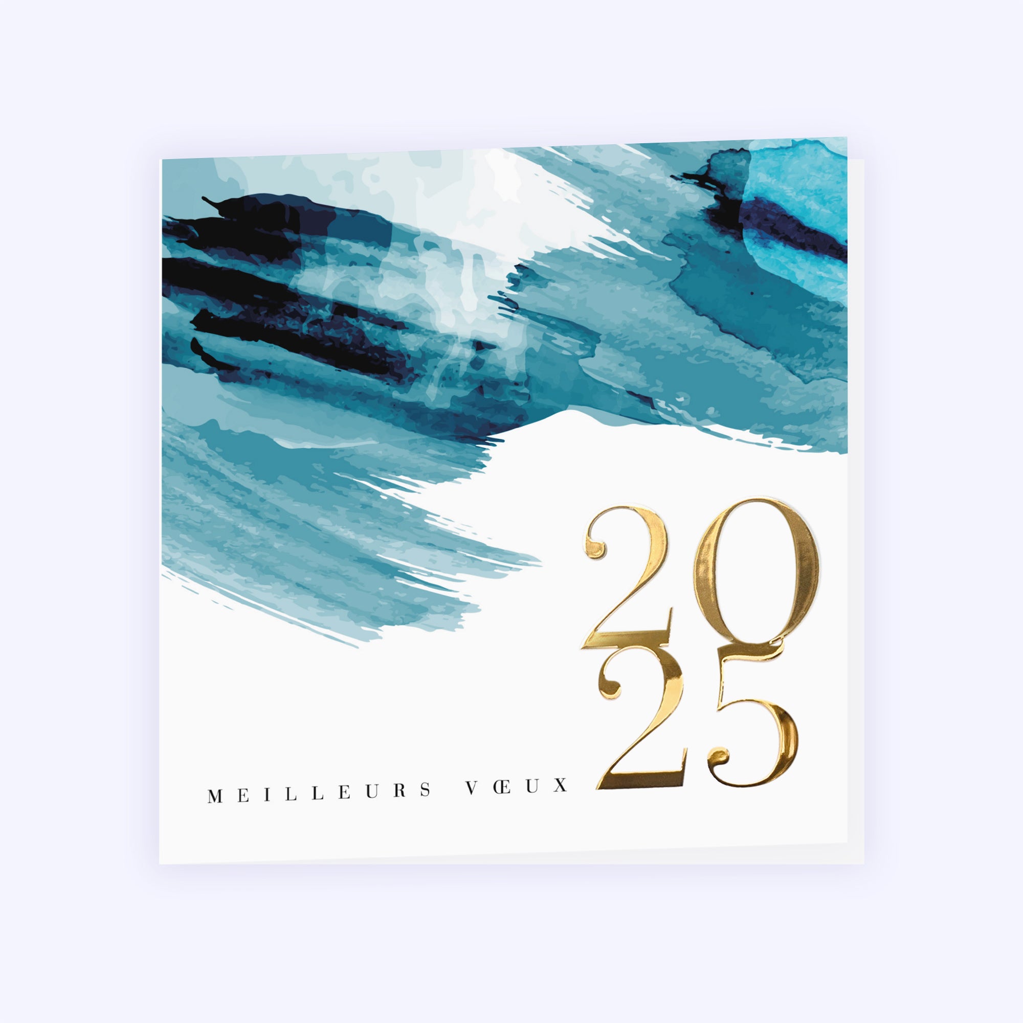 Blue Sky | Vœux professionnels • Carte de voeux dorure • Carré double photo N° 1