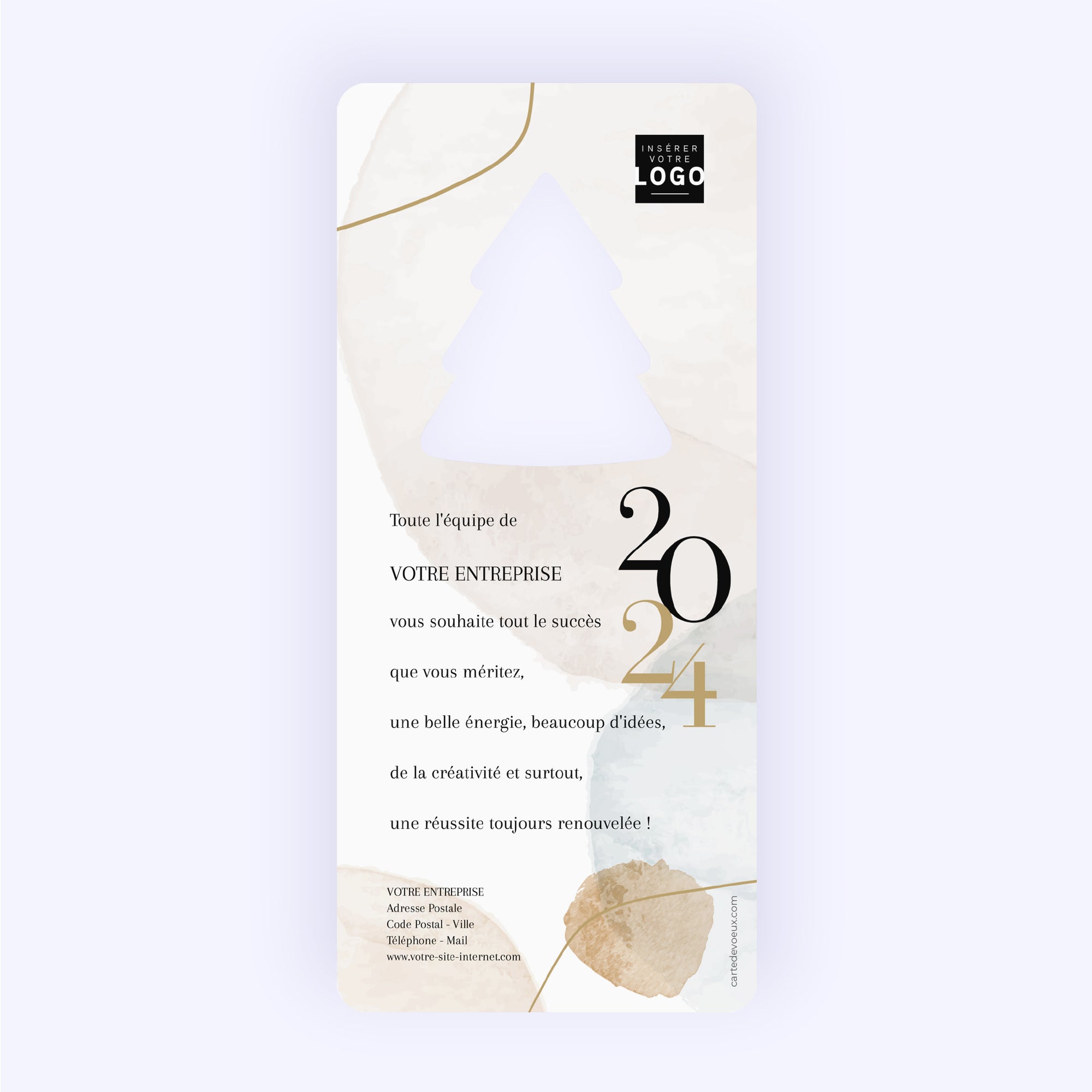 Galets précieux | Vœux professionnels • Carte de voeux dorure • Vertical sapin photo N° 2