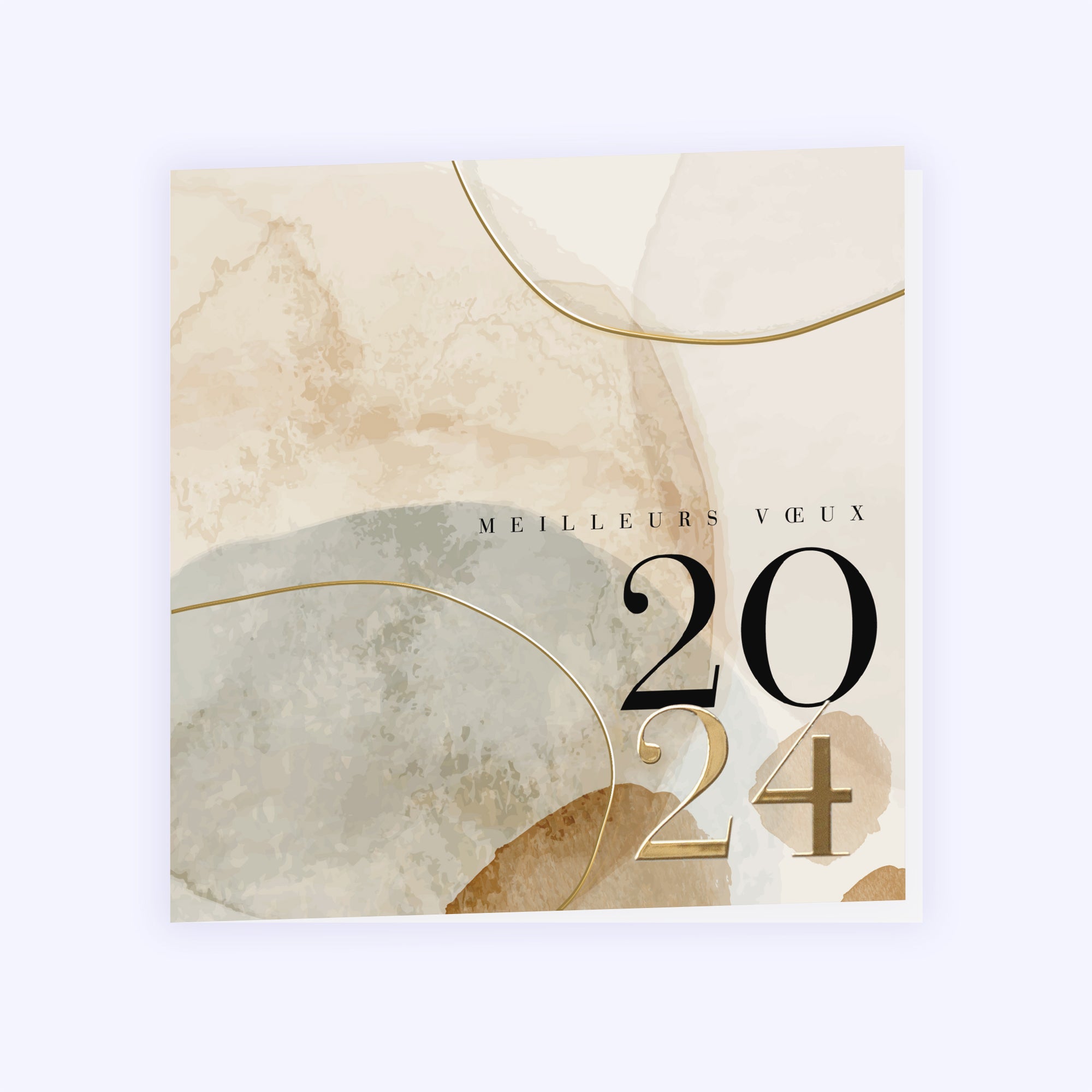 Galets précieux | Vœux professionnels • Carte de voeux dorure • Carré double photo N° 1