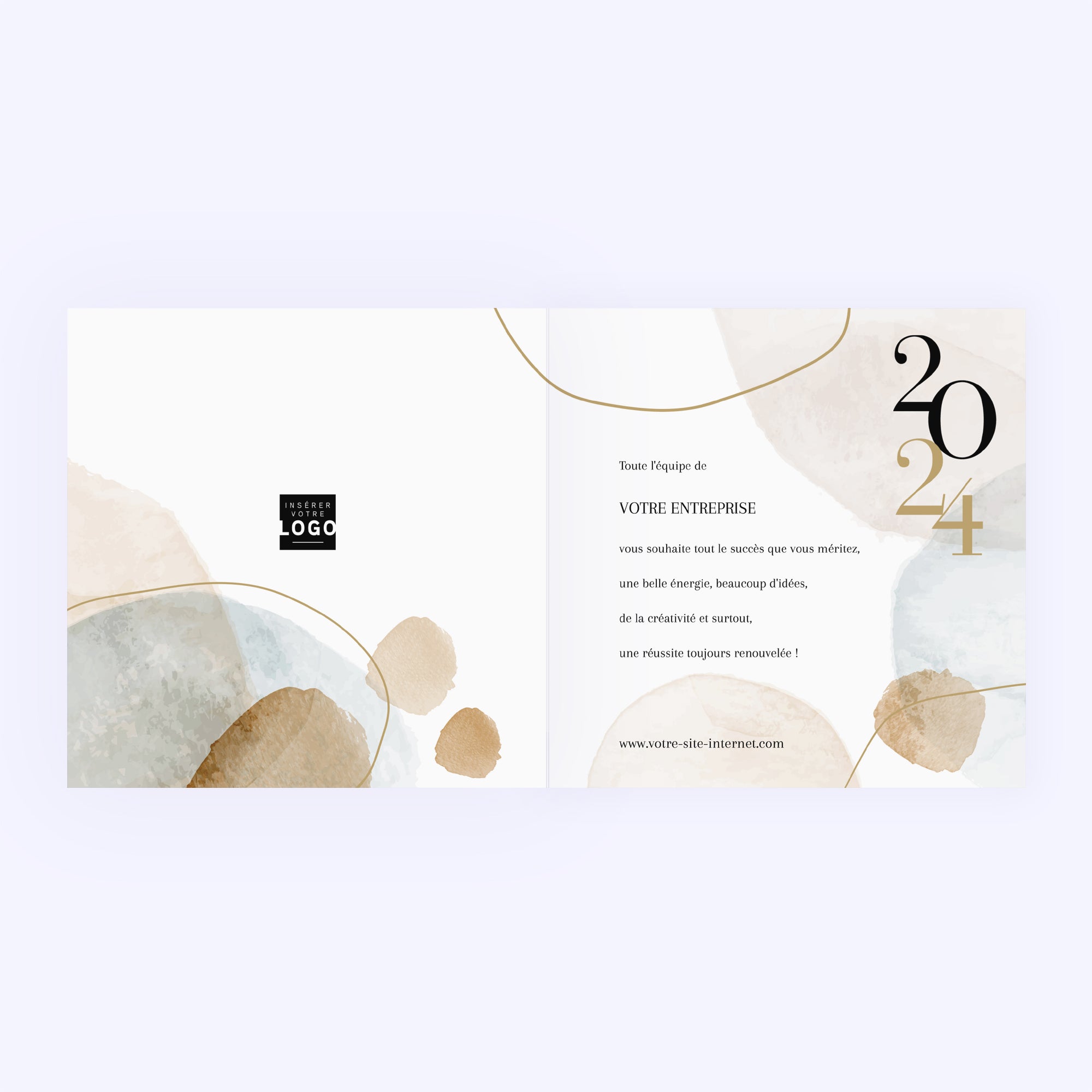 Galets précieux | Vœux professionnels • Carte de voeux dorure • Carré double photo N° 2