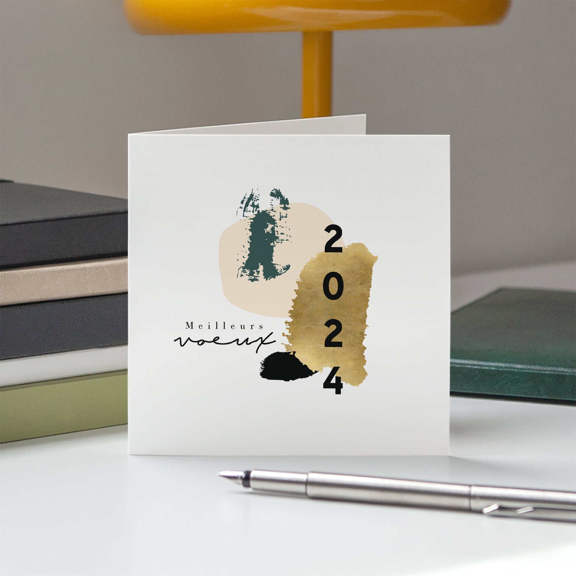 Médaillons colorés | Vœux professionnels • Carte de voeux • Carré double photo N° 5