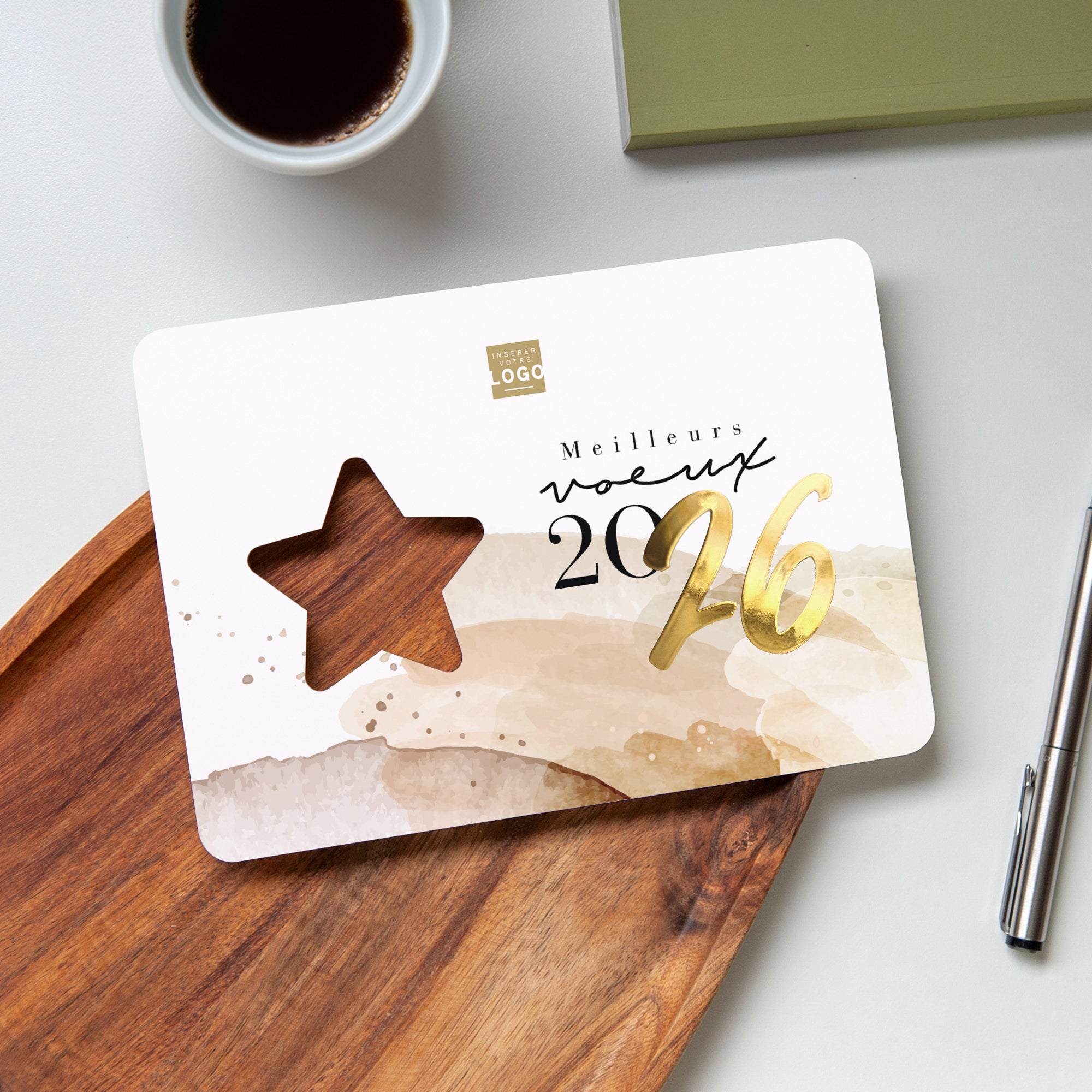 Natural Touch | Vœux professionnels • Carte de voeux dorure • Horizontal étoile photo N° 4