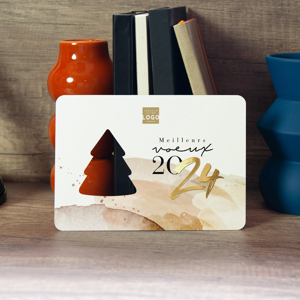 Natural Touch | Vœux professionnels • Carte de voeux dorure • Horizontal sapin photo N° 4