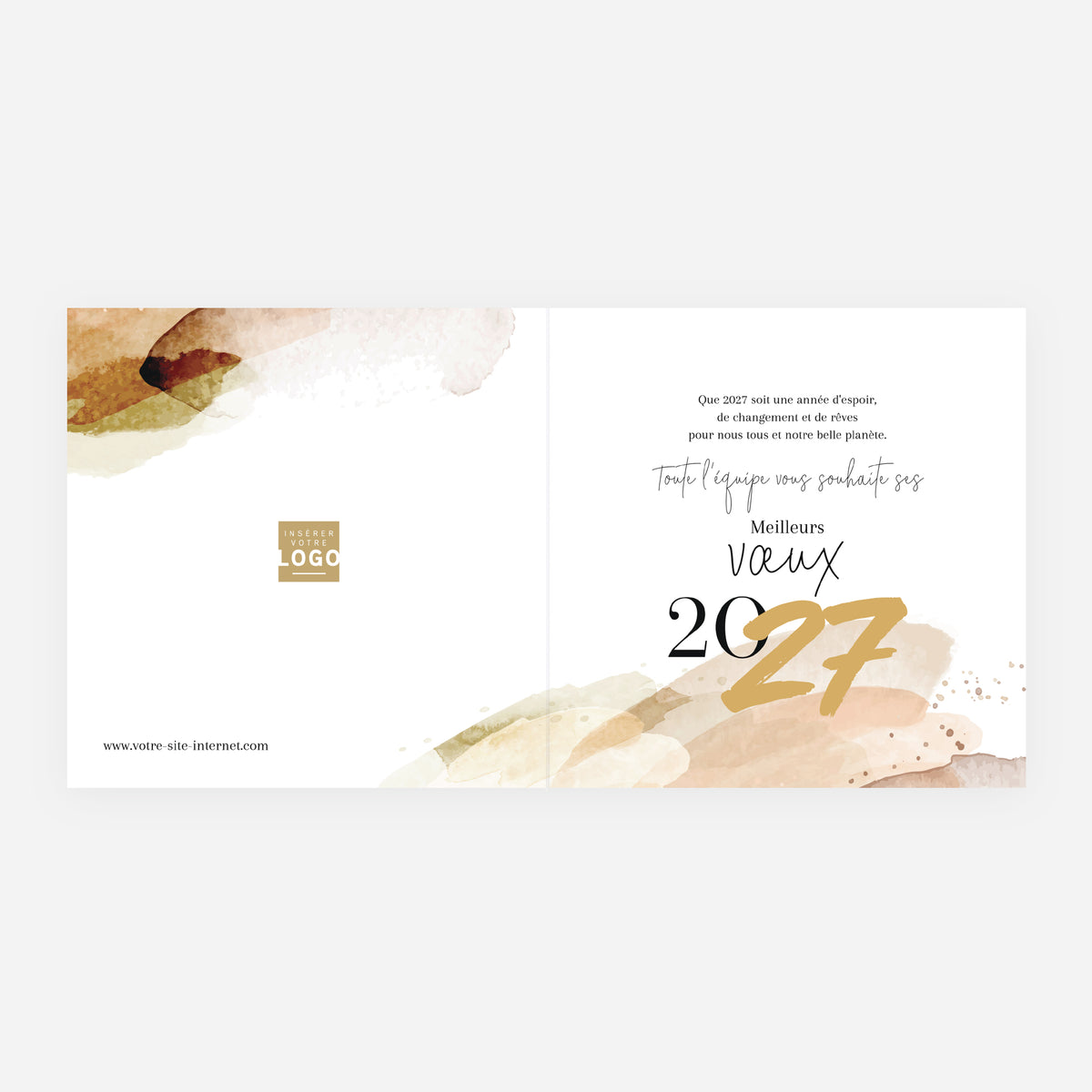 Natural Touch | Vœux professionnels • Carte de voeux dorure • Carré double photo N° 2