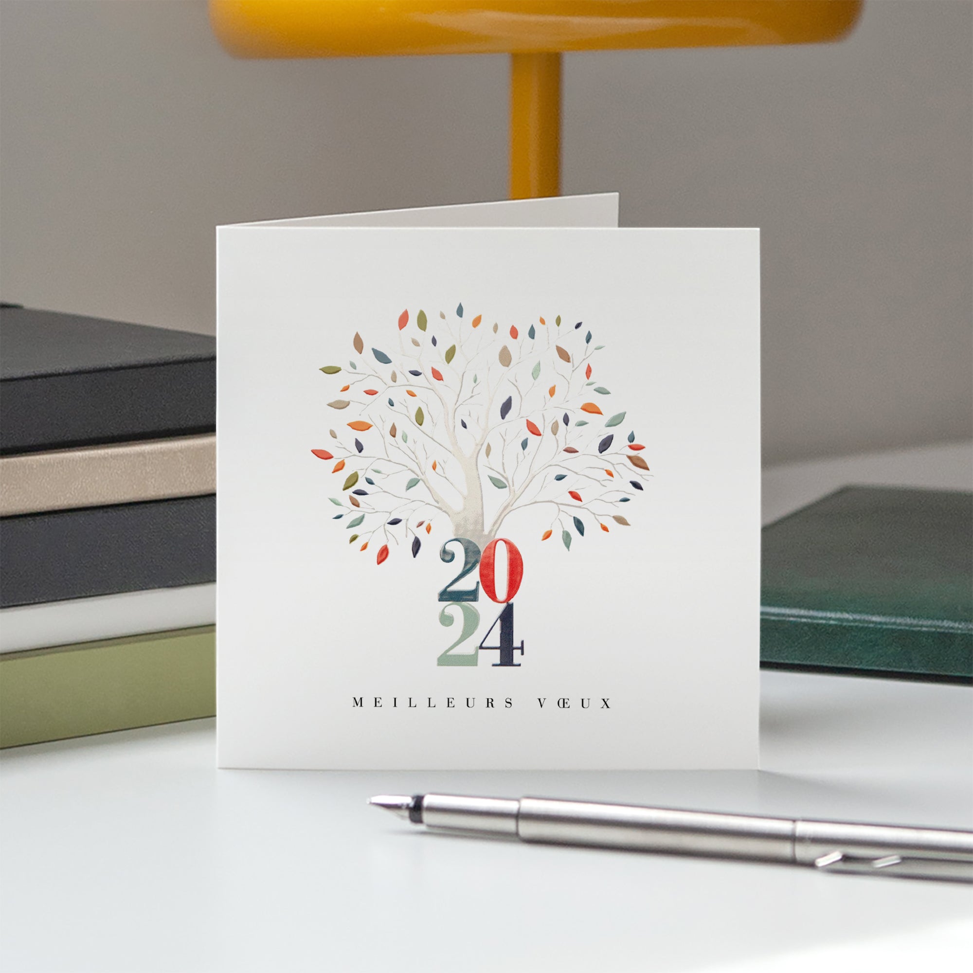 Arbre de Vie | Vœux professionnels • Carte de voeux dorure • Carré double photo N° 5