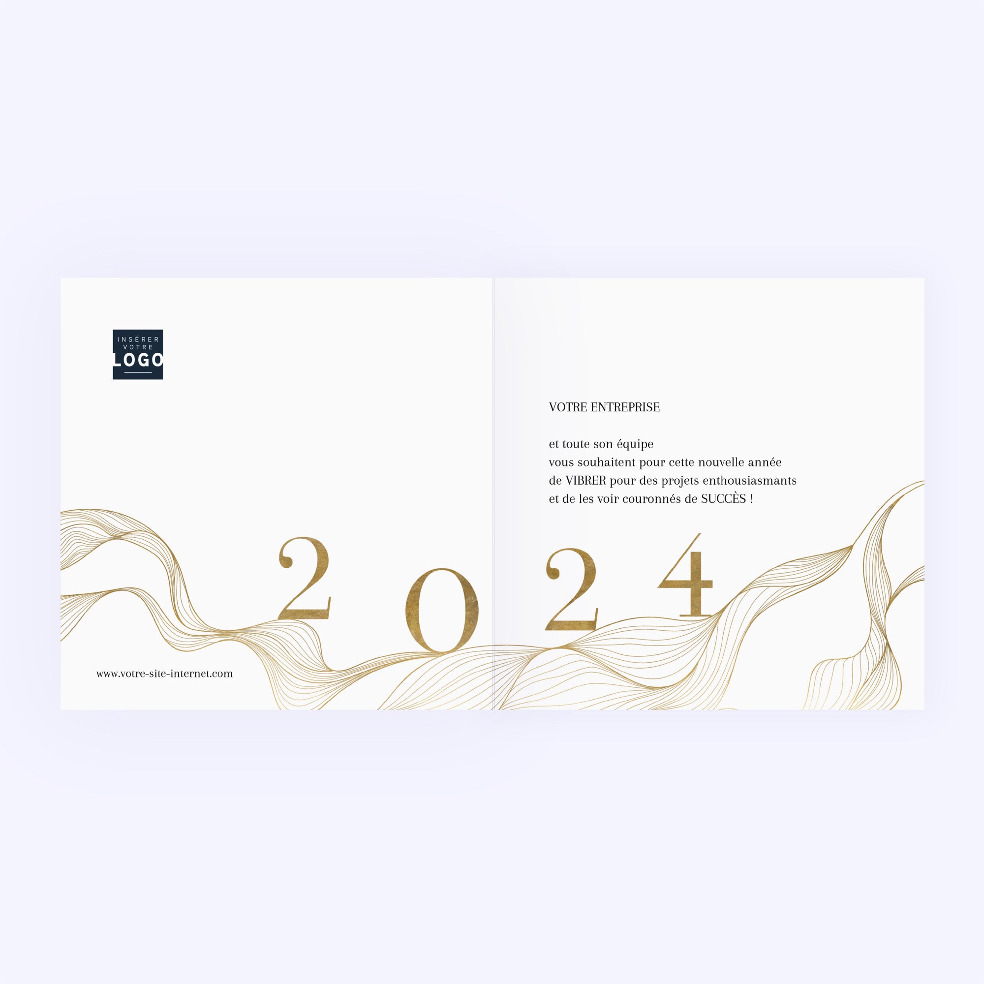 Volutes Dorées | Vœux professionnels • Carte de voeux • Carré double photo N° 2