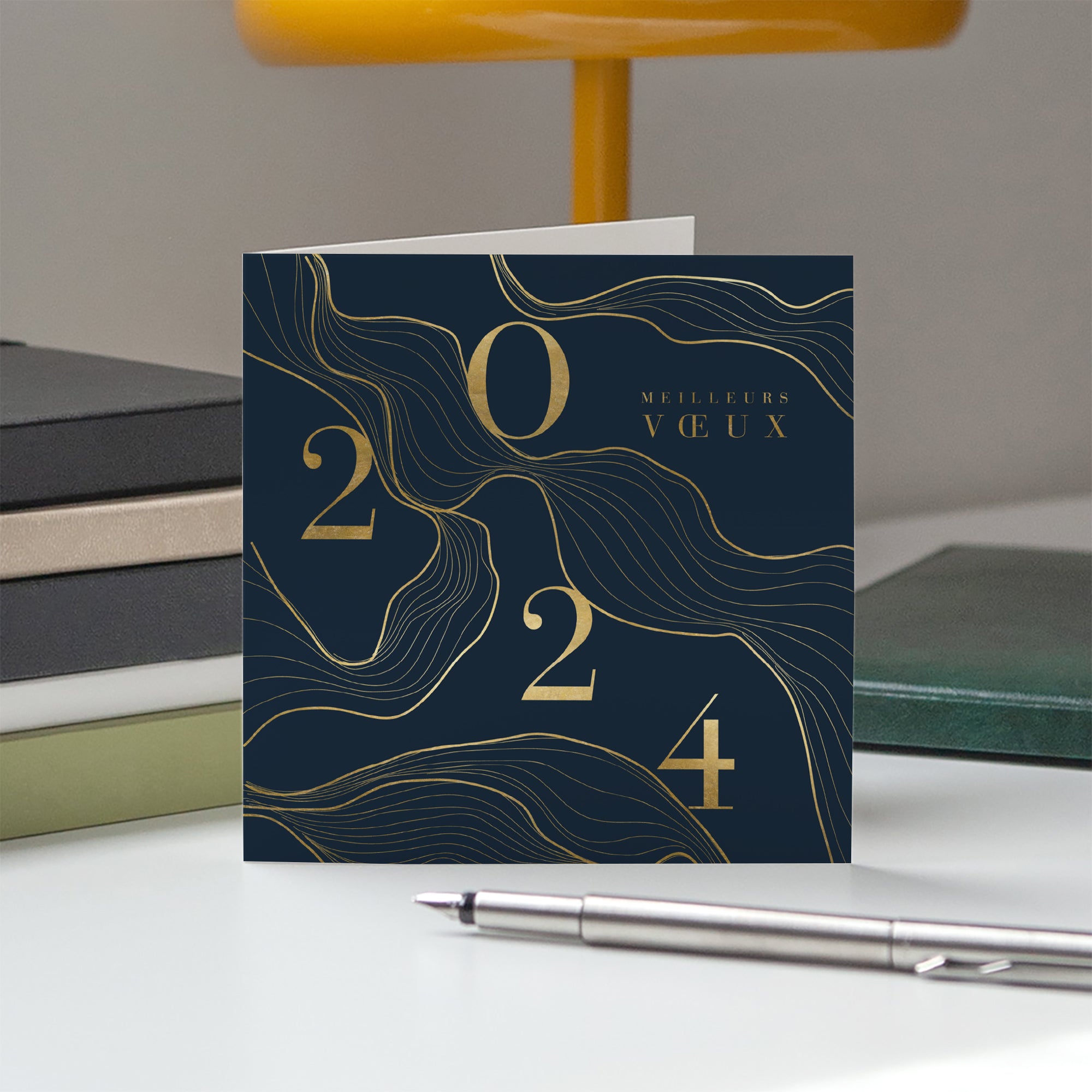 Volutes Dorées | Vœux professionnels • Carte de voeux • Carré double photo N° 5
