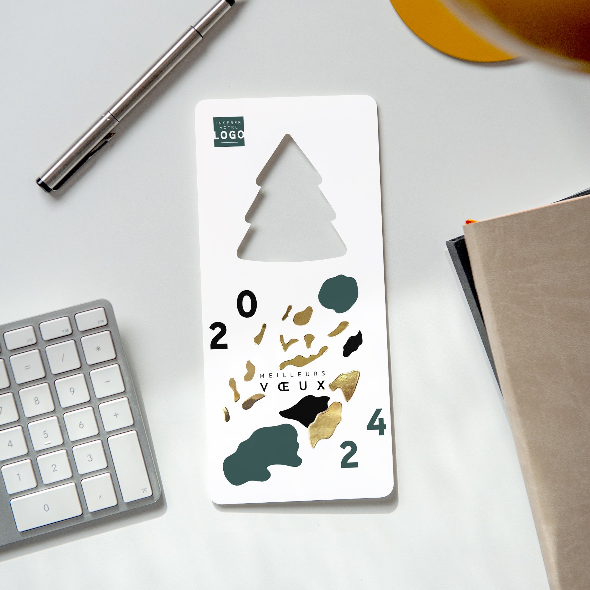 Jungle | Vœux professionnels • Carte de voeux dorure • Vertical sapin photo N° 4