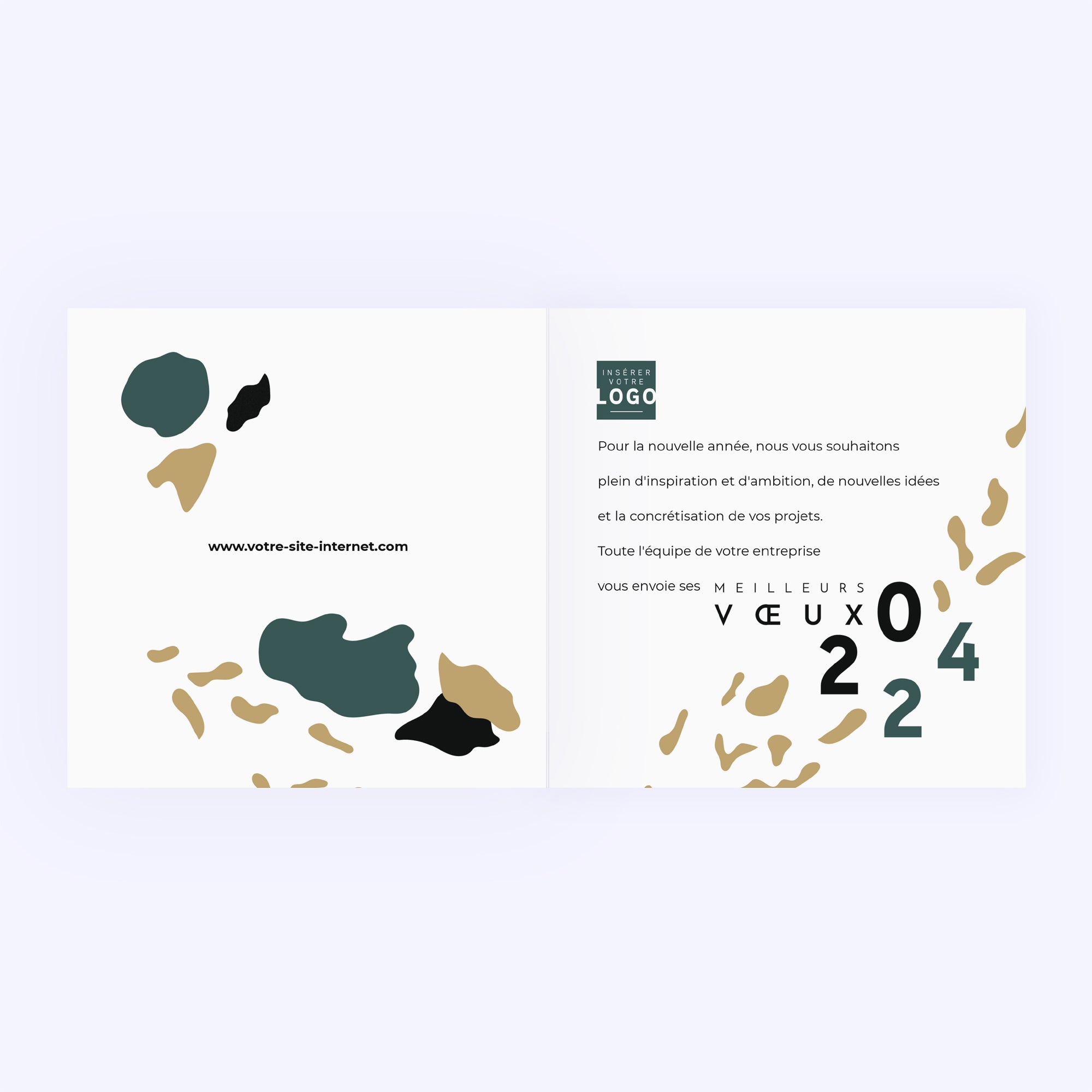 Jungle | Vœux professionnels • Carte de voeux dorure • Carré double photo N° 2