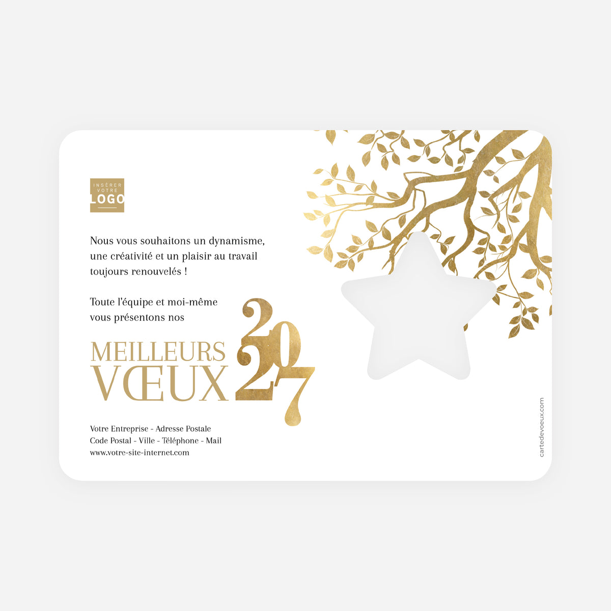 Branches Dorées | Vœux professionnels • Carte de voeux • Étoile découpée photo N° 2