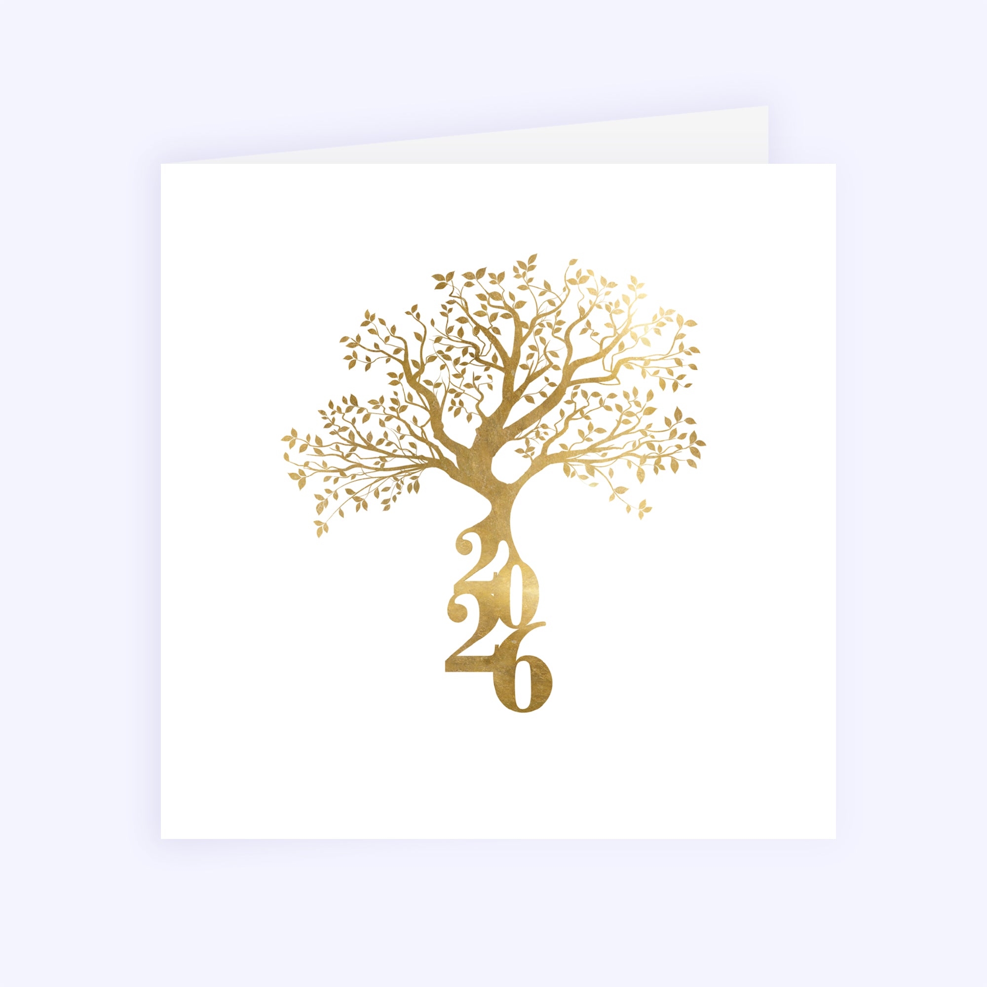 Branches Dorées | Vœux professionnels • Carte de voeux • Carré double photo N° 1