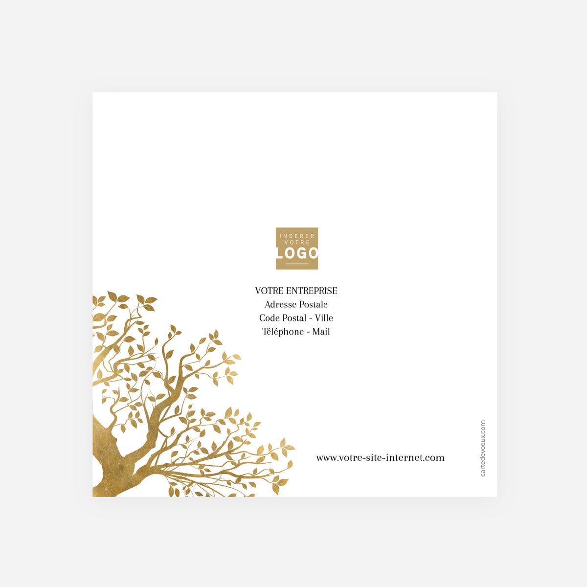 Branches Dorées | Vœux professionnels • Carte de voeux • Carrée pliable photo N° 3