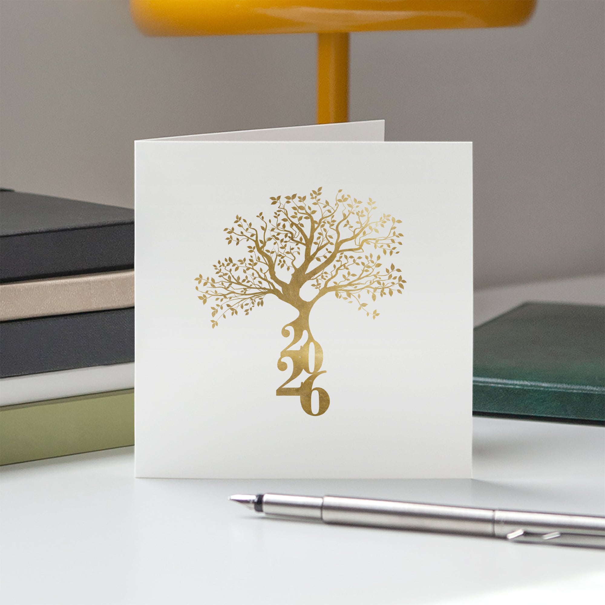 Branches Dorées | Vœux professionnels • Carte de voeux • Carré double photo N° 5