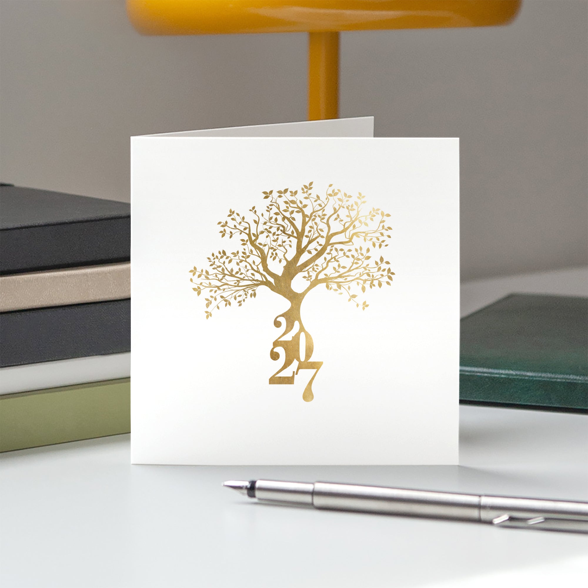 Branches Dorées | Vœux professionnels • Carte de voeux • Carré double photo N° 5