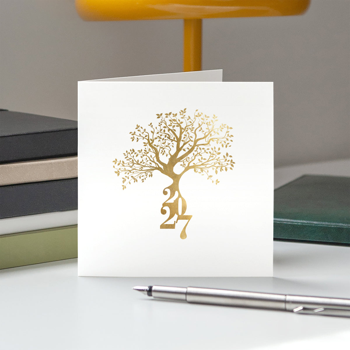 Branches Dorées | Vœux professionnels • Carte de voeux • Carrée pliable photo N° 5