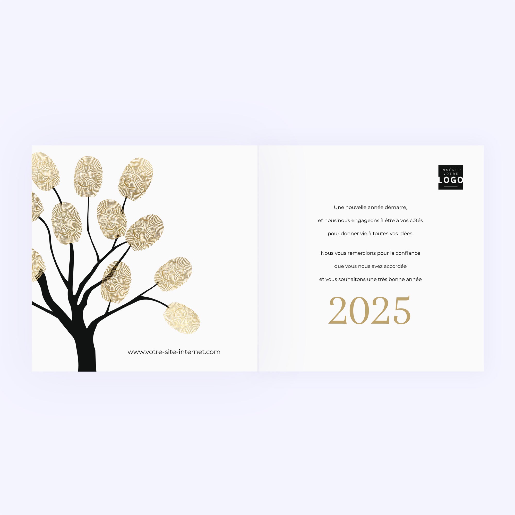 Feuilles d'Or | Vœux professionnels • Carte de voeux • Carré double photo N° 2