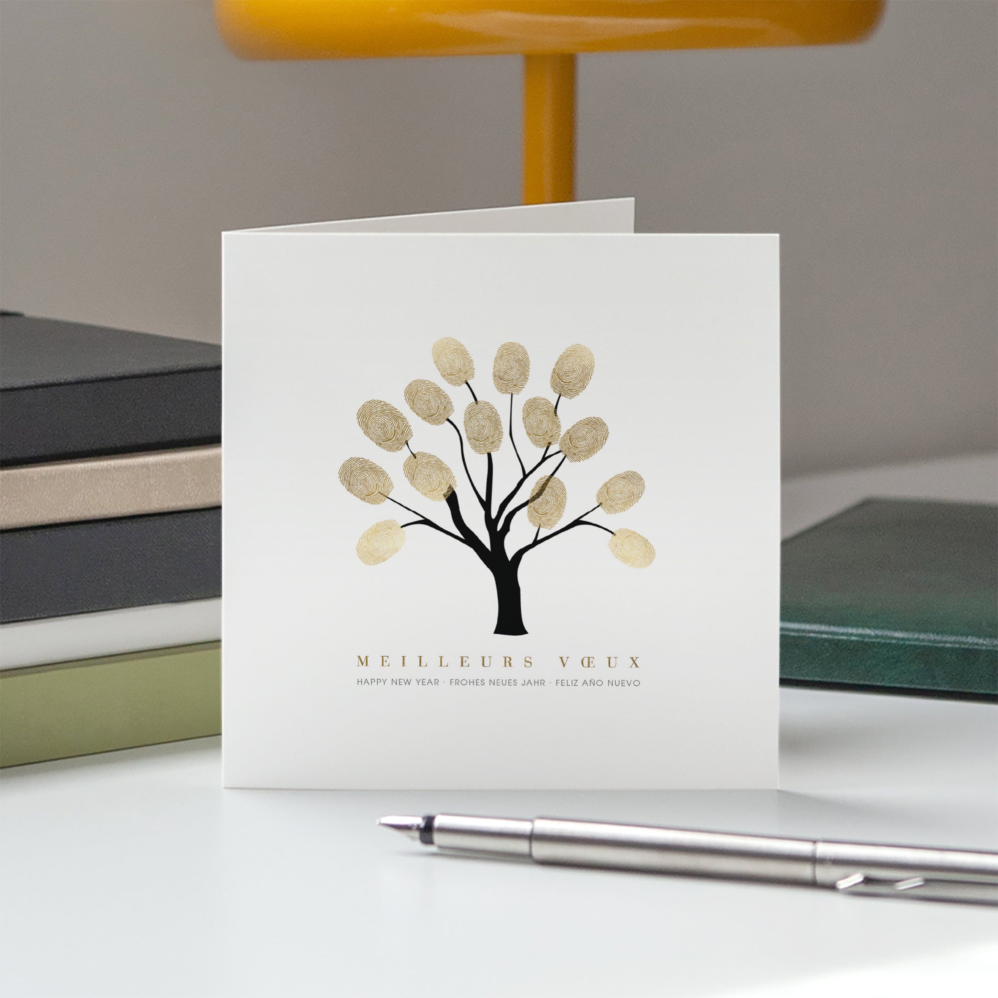 Feuilles d'Or | Vœux professionnels • Carte de voeux • Carré double photo N° 5