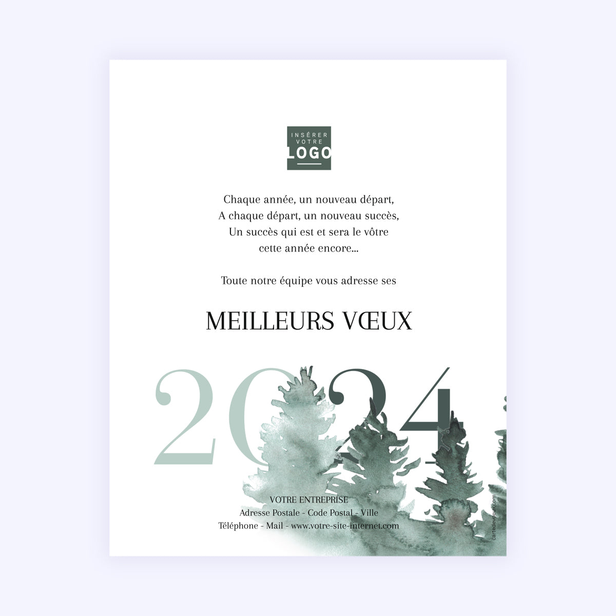 Sapins Aquarelle | Vœux professionnels • Carte virtuelle photo N° 1
