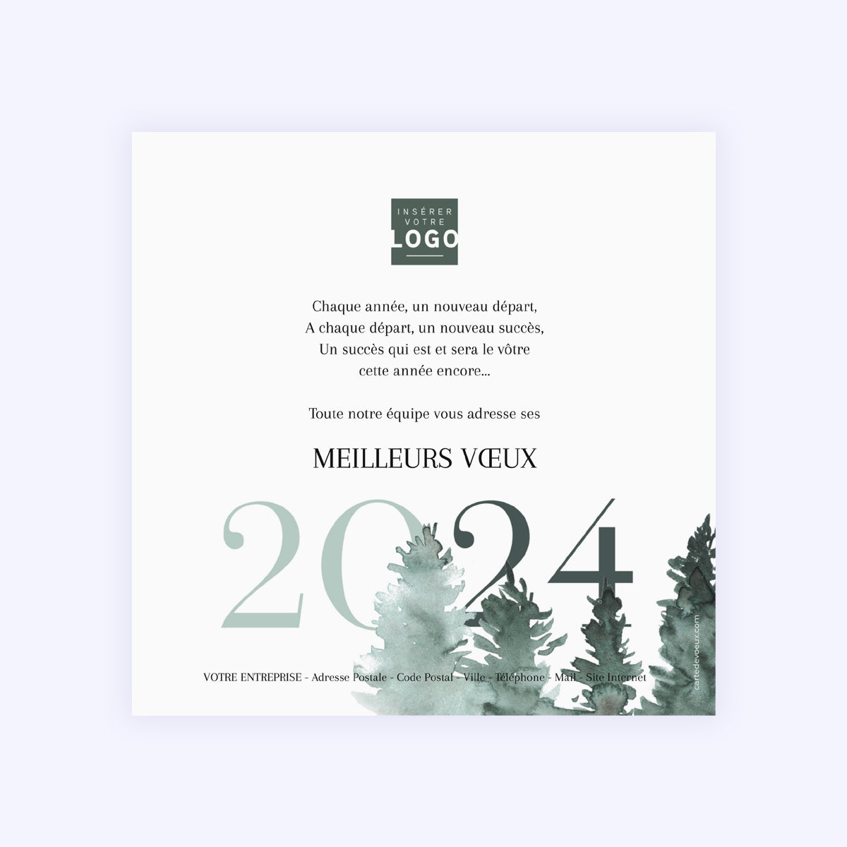Sapins Aquarelle | Vœux professionnels • Carte de voeux • Carré photo N° 2