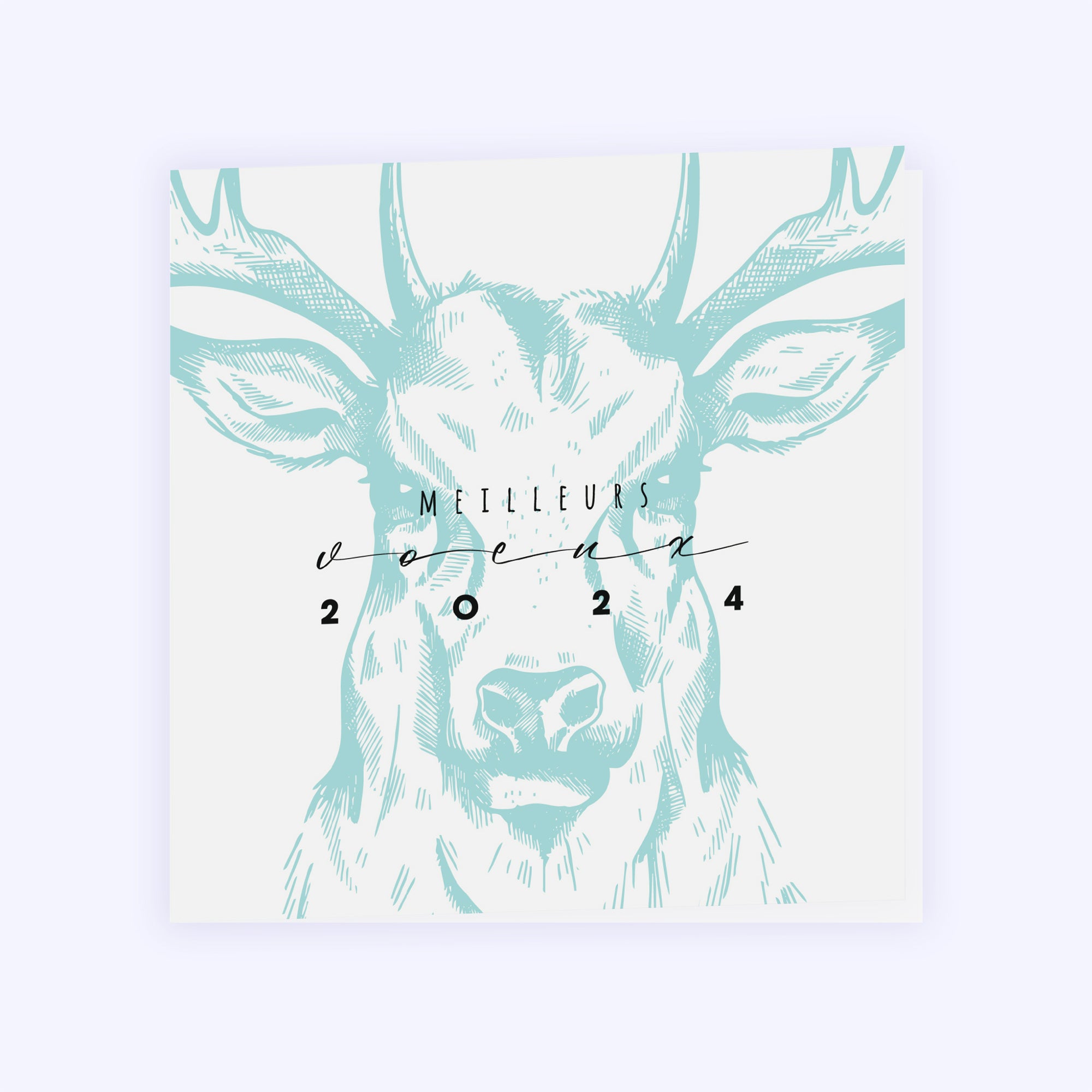 Blue Deer | Vœux professionnels • Carte de voeux • Carré double photo N° 1