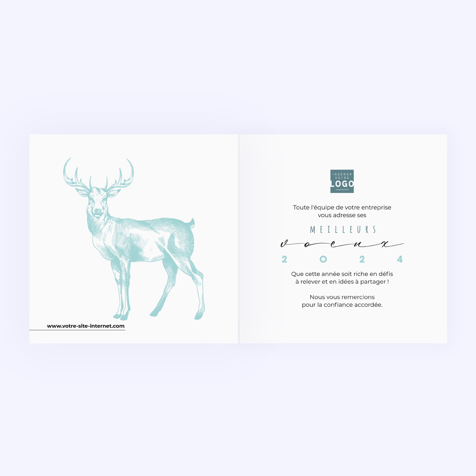 Blue Deer | Vœux professionnels • Carte de voeux • Carré double photo N° 2