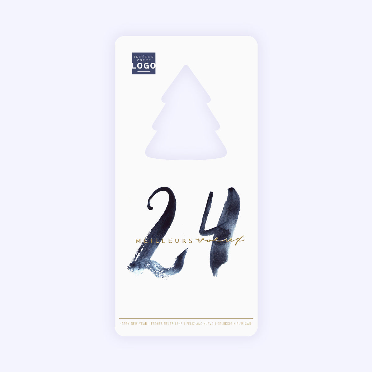 Peinture à l'Eau | Vœux professionnels • Carte de voeux dorure • Vertical sapin photo N° 1