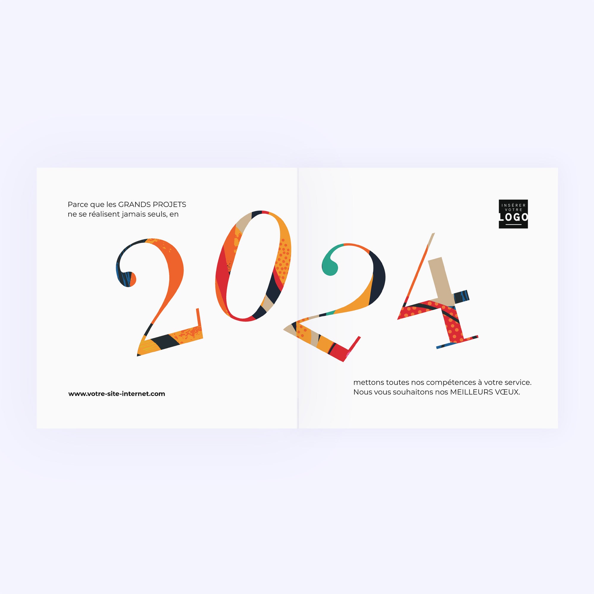 New year colors | Vœux professionnels • Carte de voeux • Carré double photo N° 2