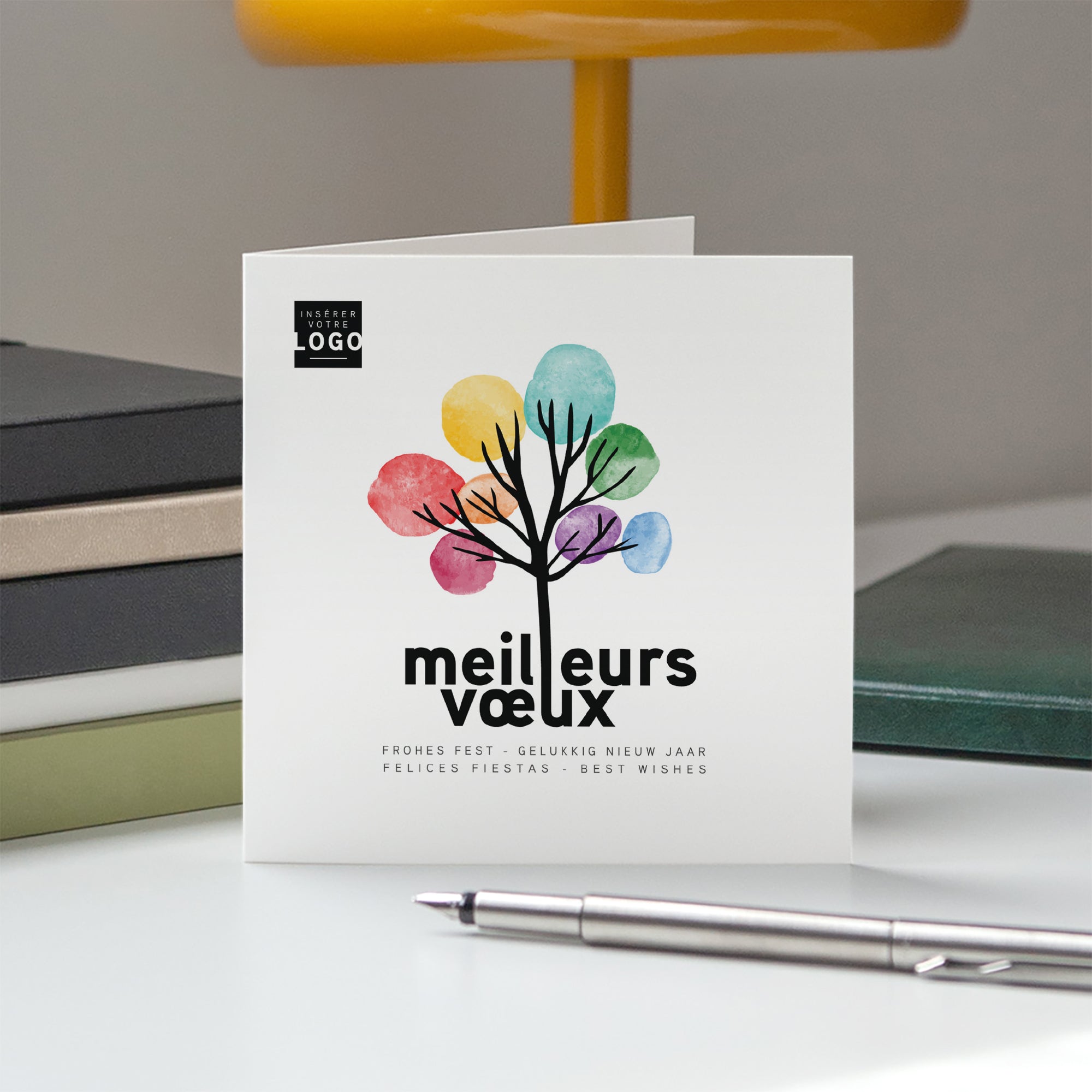 Arbre à soie | Vœux professionnels • Carte de voeux • Carré double photo N° 5