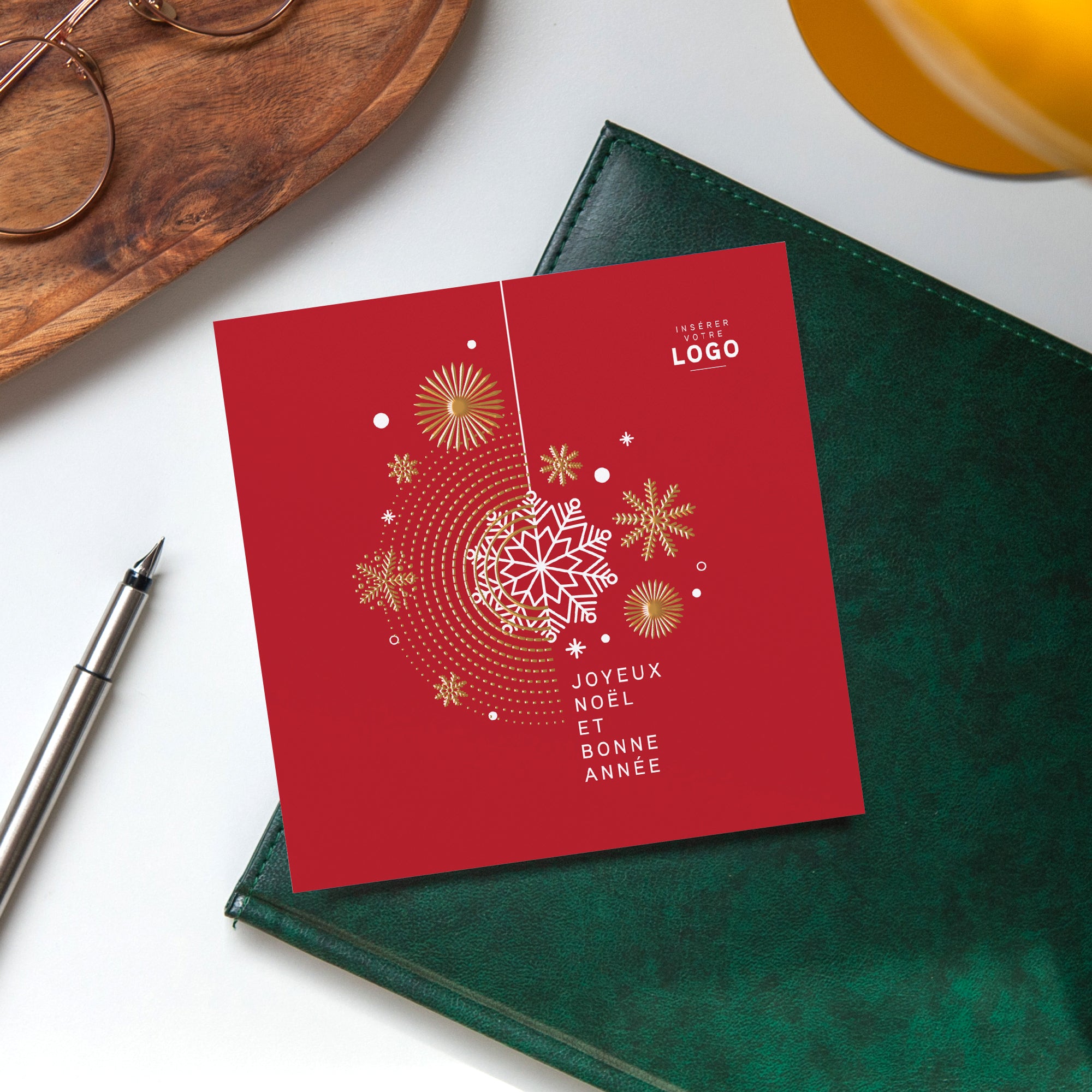 Merry Christmas V | Vœux professionnels • Carte de voeux dorure • Carré photo N° 4