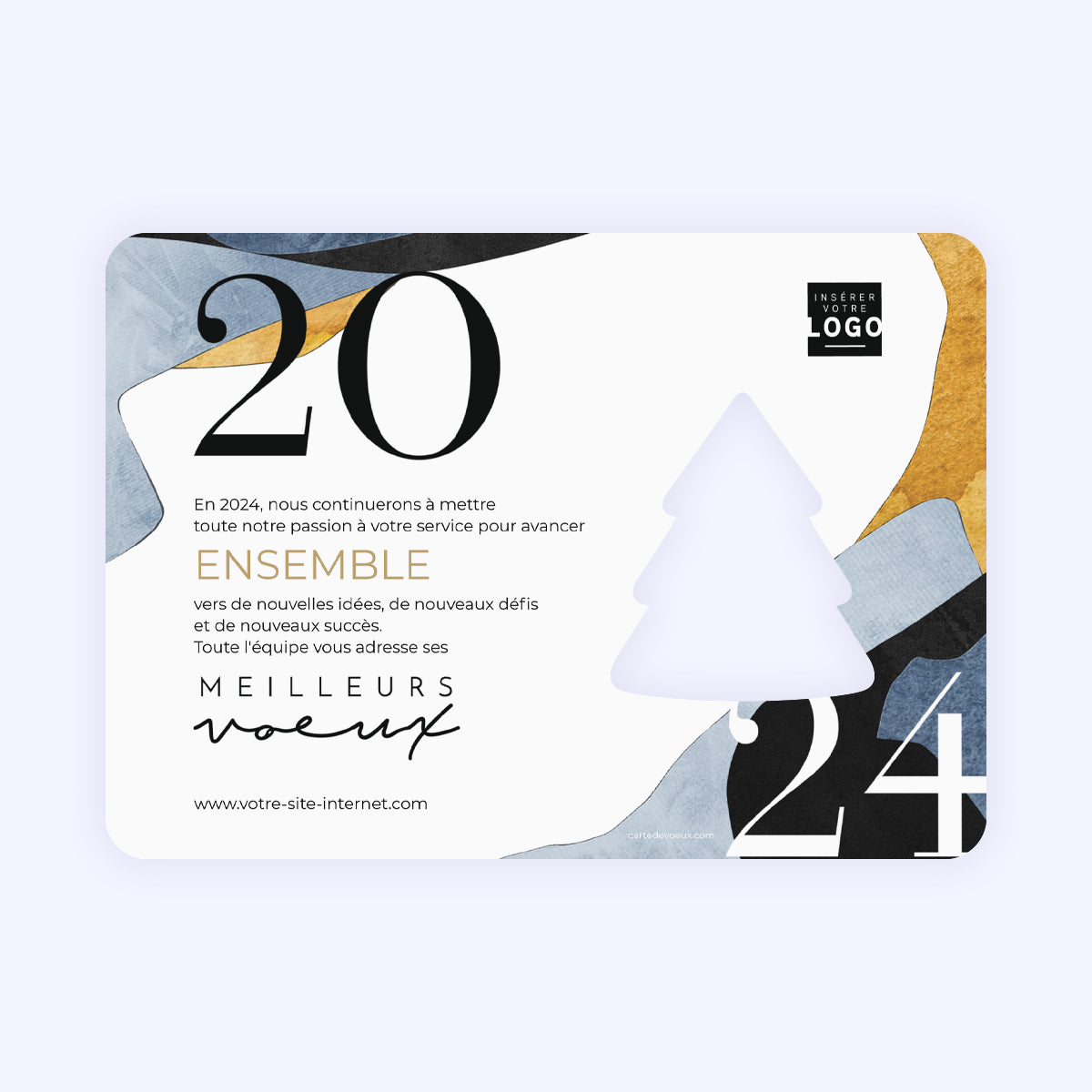 Water color | Vœux professionnels • Carte de voeux • Horizontal sapin photo N° 2