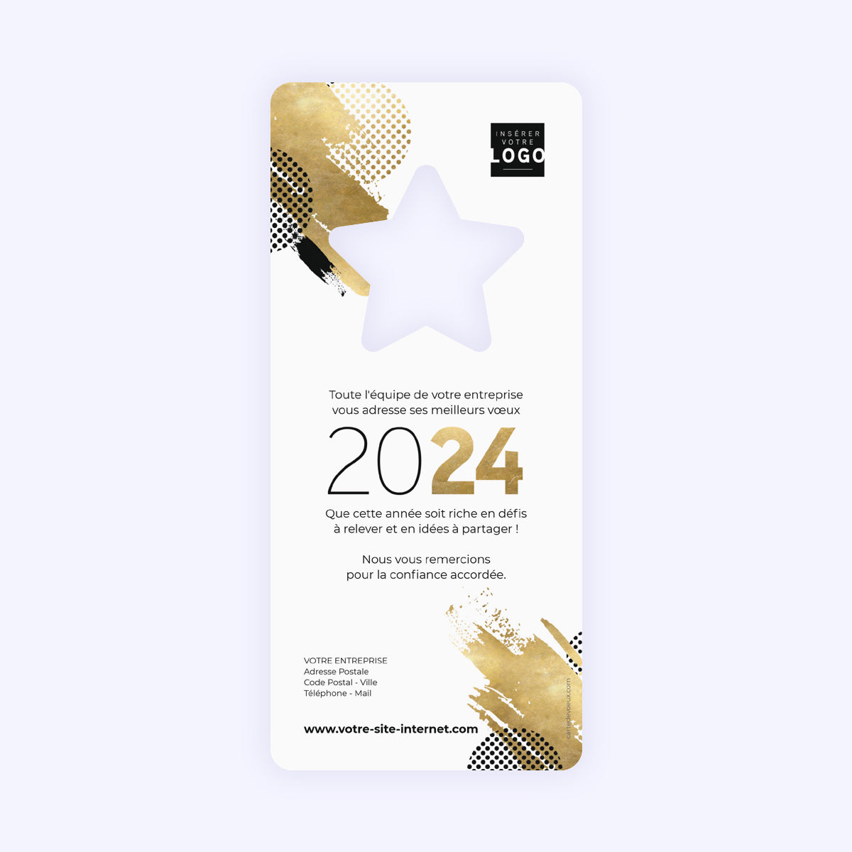 Dorure subtile | Vœux professionnels • Carte de voeux • Vertical étoile photo N° 2