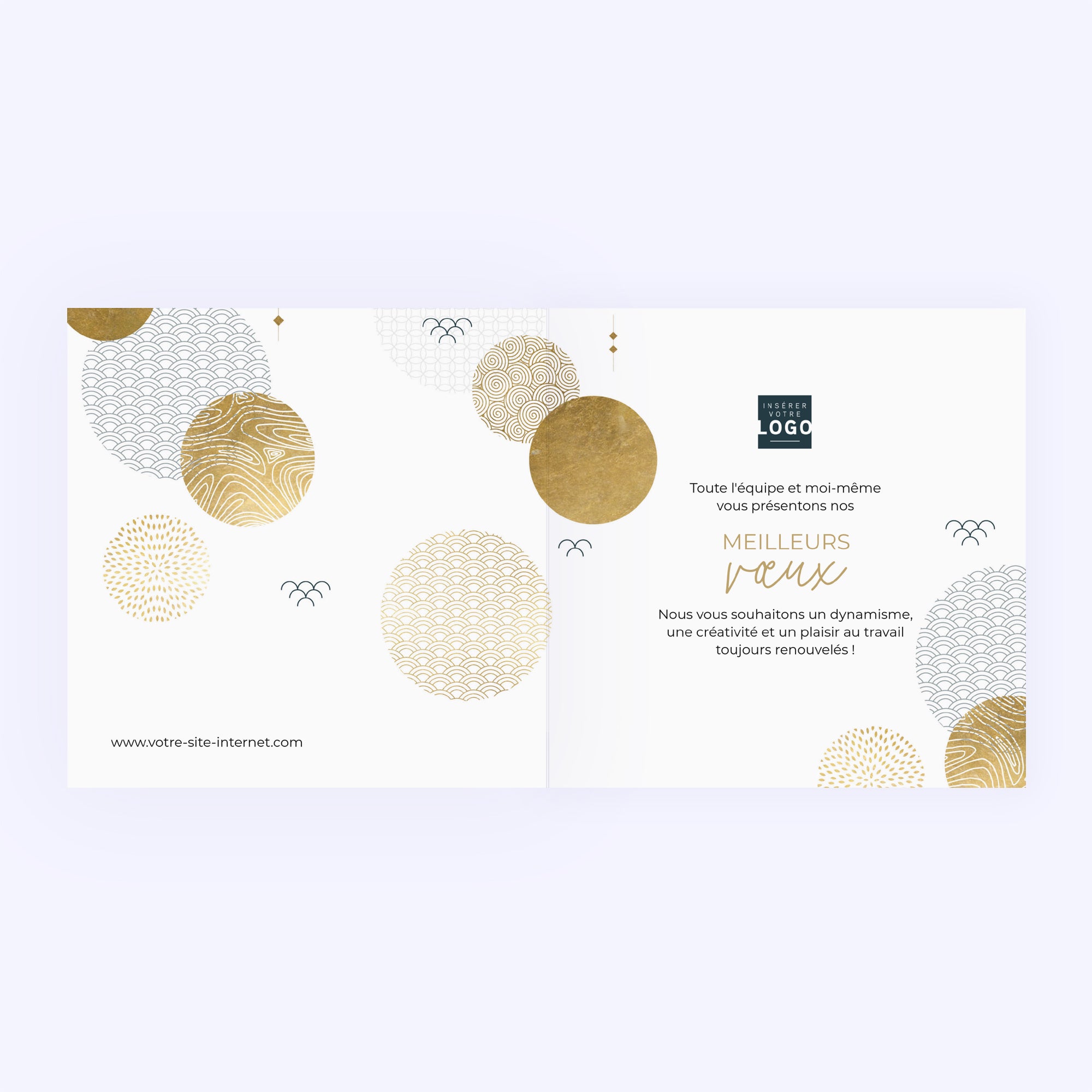 Pastilles dorées | Vœux professionnels • Carte de voeux • Carré double photo N° 2